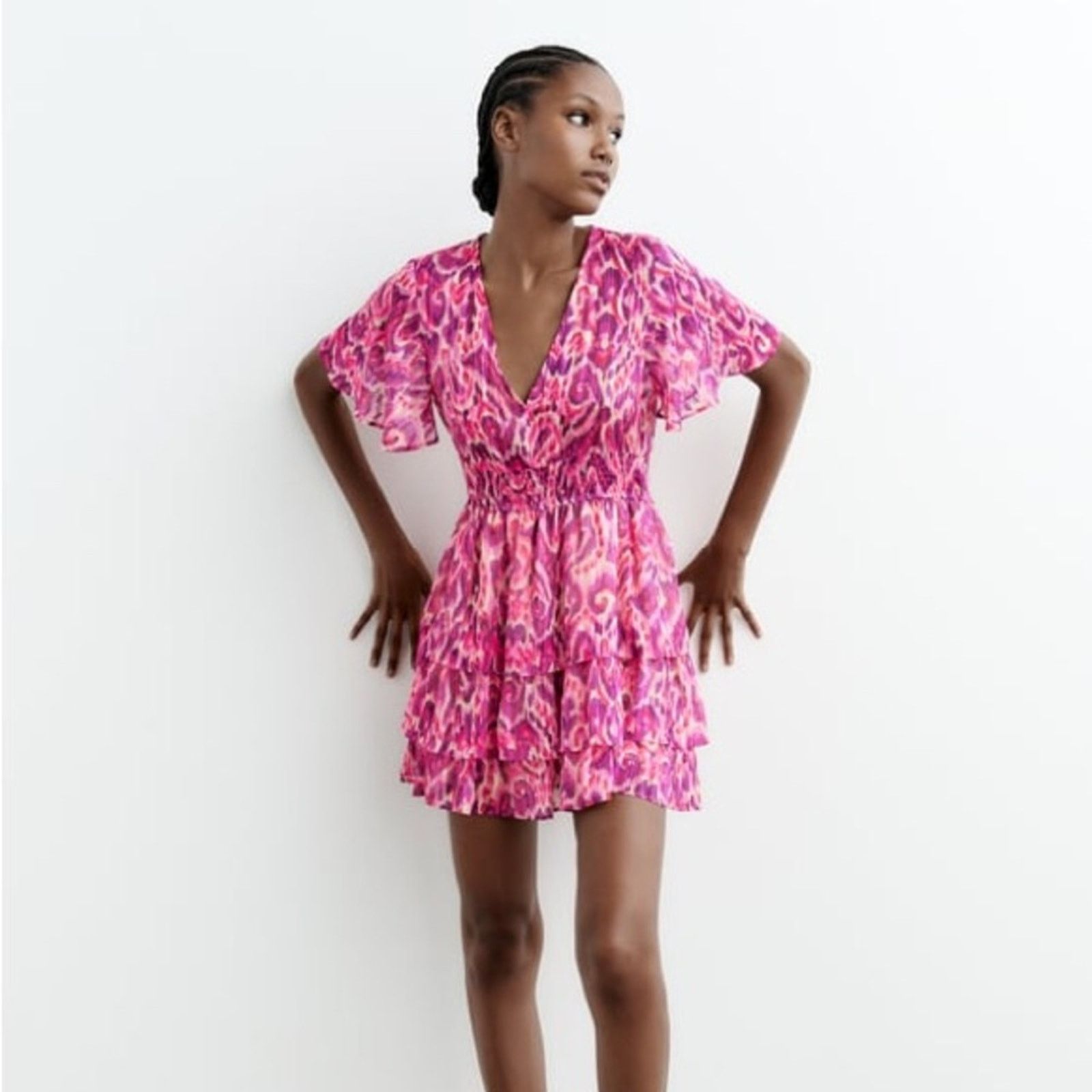 Zara ZARA METALLIC THREAD PRINTED DRESS MULTICOLORED Size XS / US 0-2 / IT 36-38 - 3 Thumbnail