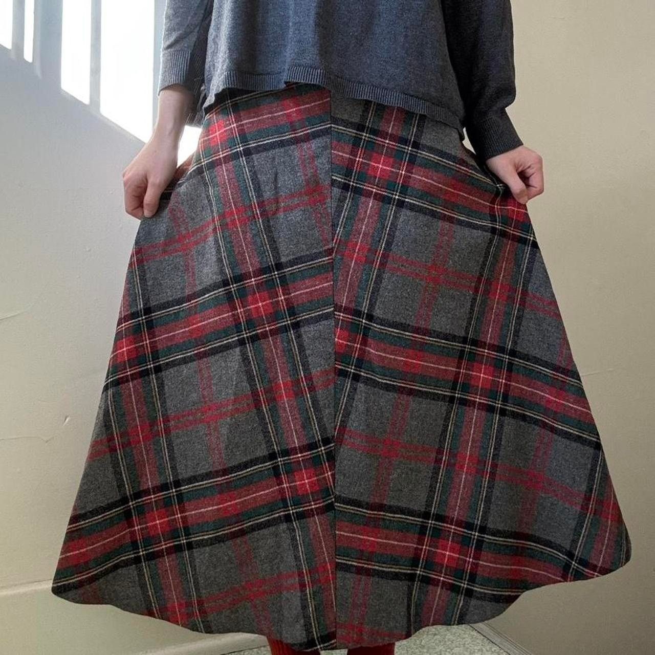 Handmade Vintage Handmade Plaid Midi Skirt Festive Holiday 28 Xmas Size 28" / US 6 / IT 42 - 3 Thumbnail