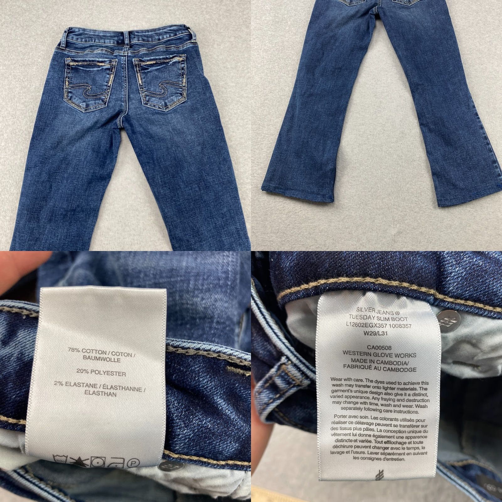 Silver Jeans Co. Silver Jeans Tuesday Slim Boot Womens 30 X 26 Blue Bootcut Stretch Mid Denim Jeans Size 30" / US 8 / IT 44 - 10 Thumbnail