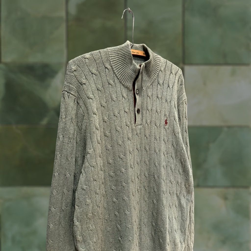 Ralph Lauren VINTAGE? Polo Ralph Lauren Tussan Silk Cable Knit Men’s Quarter Zip Sweatshirt XL Green Pullover Men’s Silk Cable-Knit Mid-20th Century Size US XL / EU 56 / 4 - 1 Thumbnail