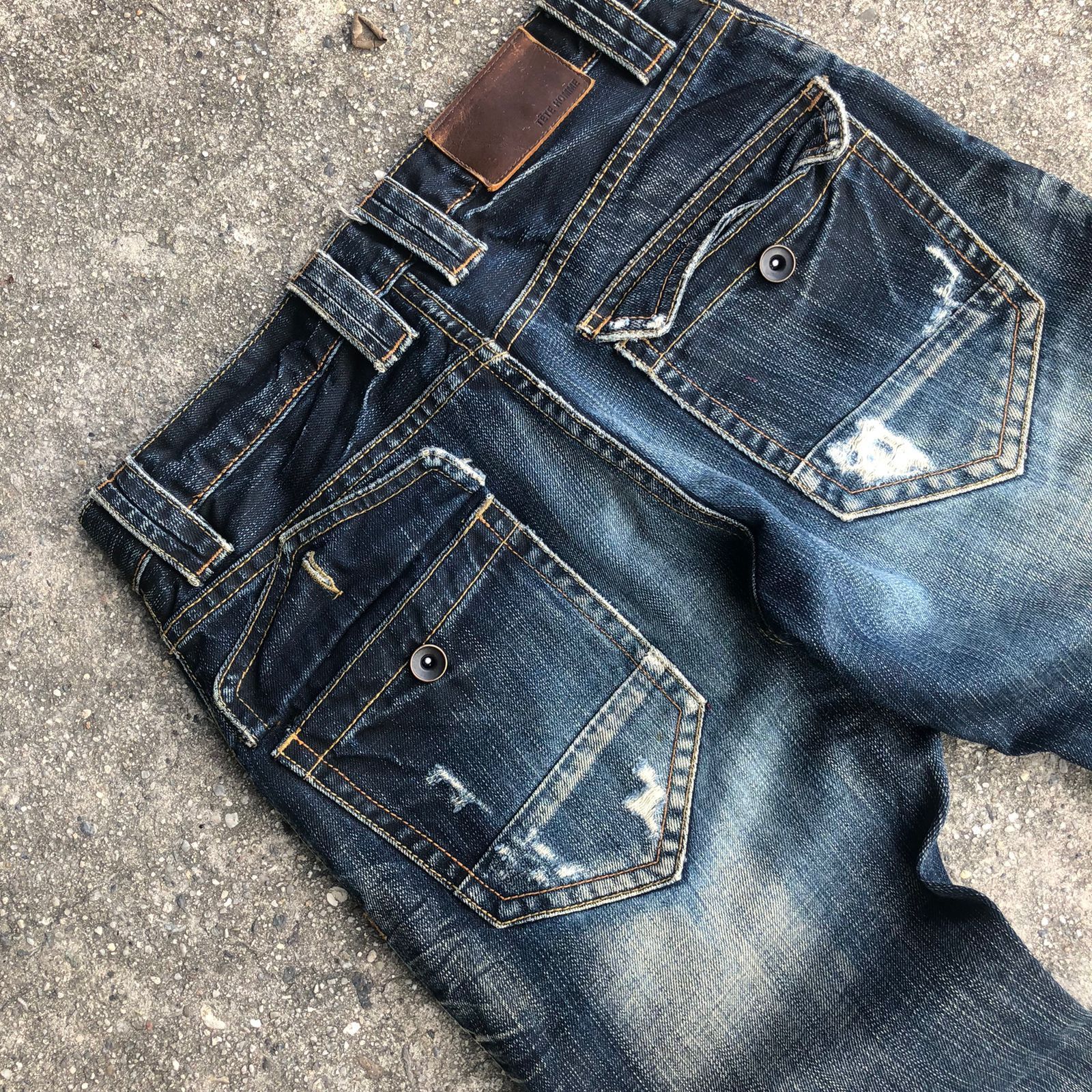 Tete Homme Tete Homme Distressed Flared Jeans Size US 31 - 3 Thumbnail