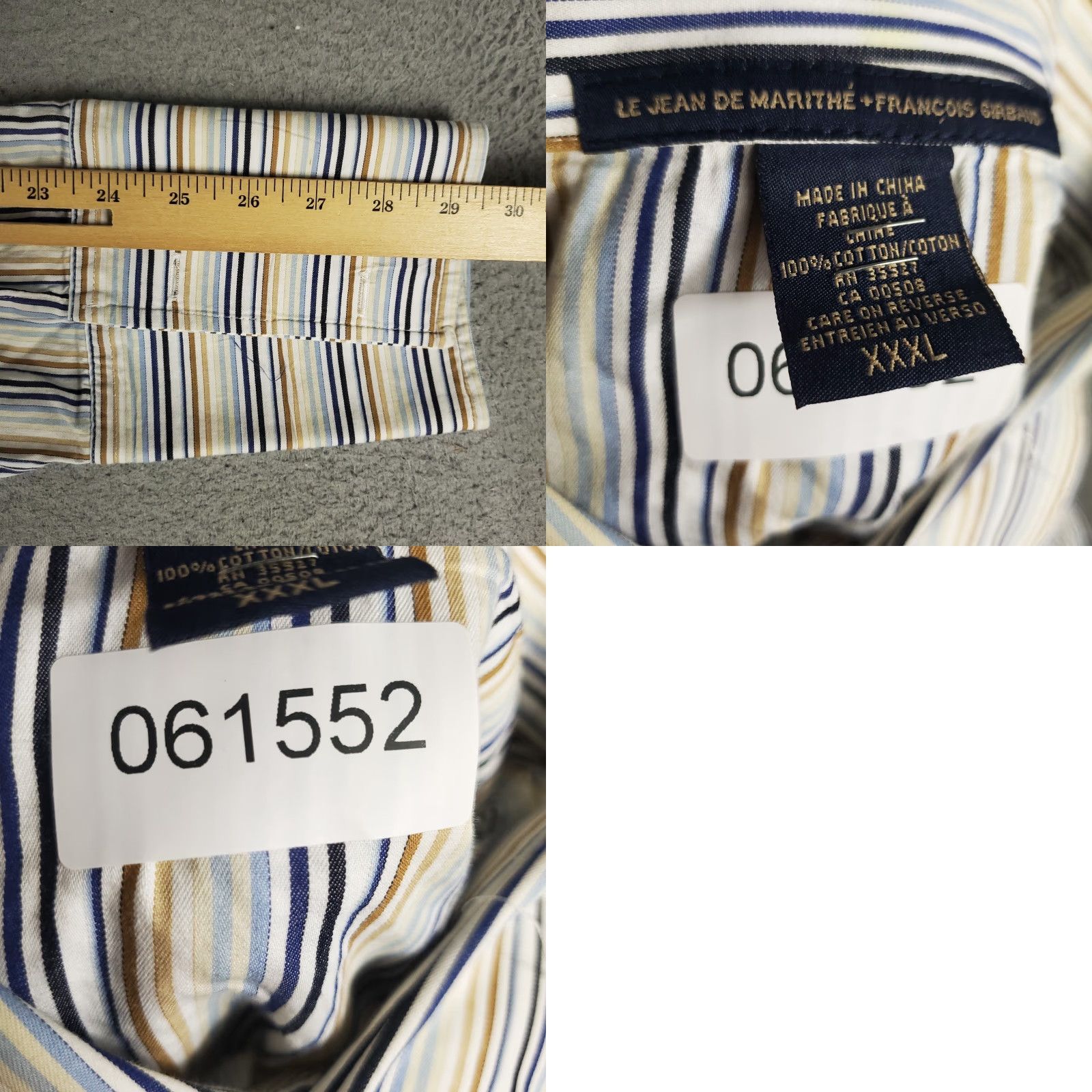 Vintage Marithe Francois Girbaud Shirt Men 3XL Blue Striped Button-Up Long Sleeve Mens Size US XXL / EU 58 / 5 - 8 Thumbnail