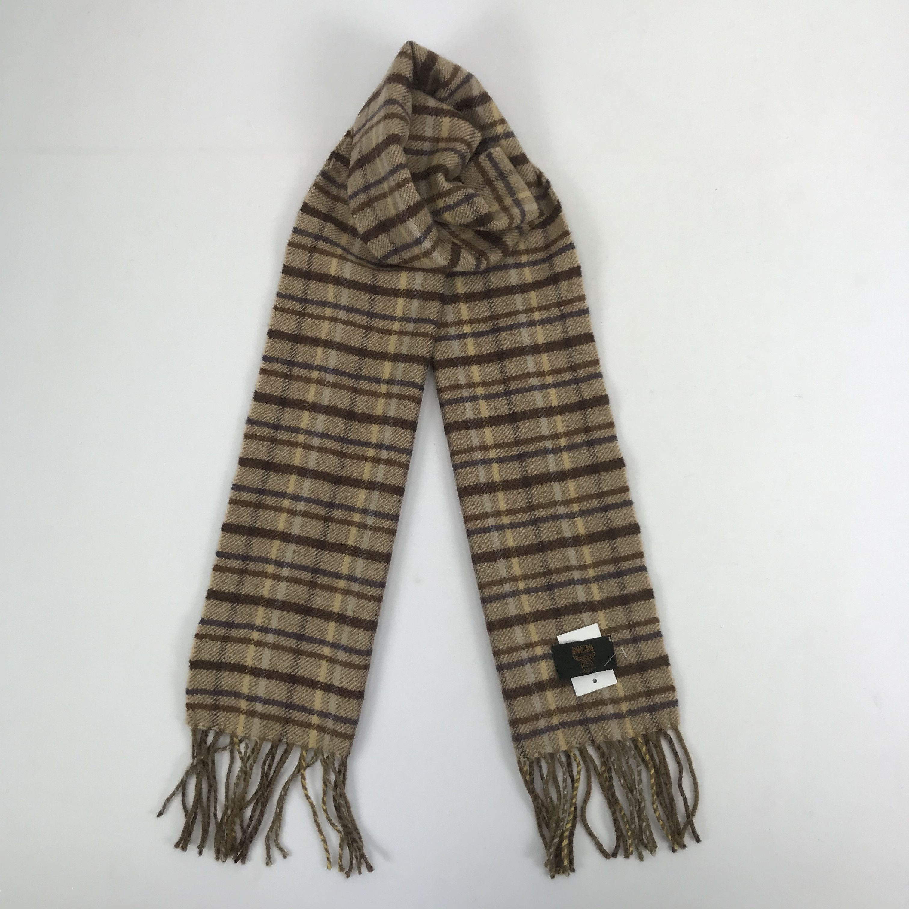 MCM Vintage MCM Scarf Muffler Check Plaid Wool Scarves Size ONE SIZE - 1 Thumbnail
