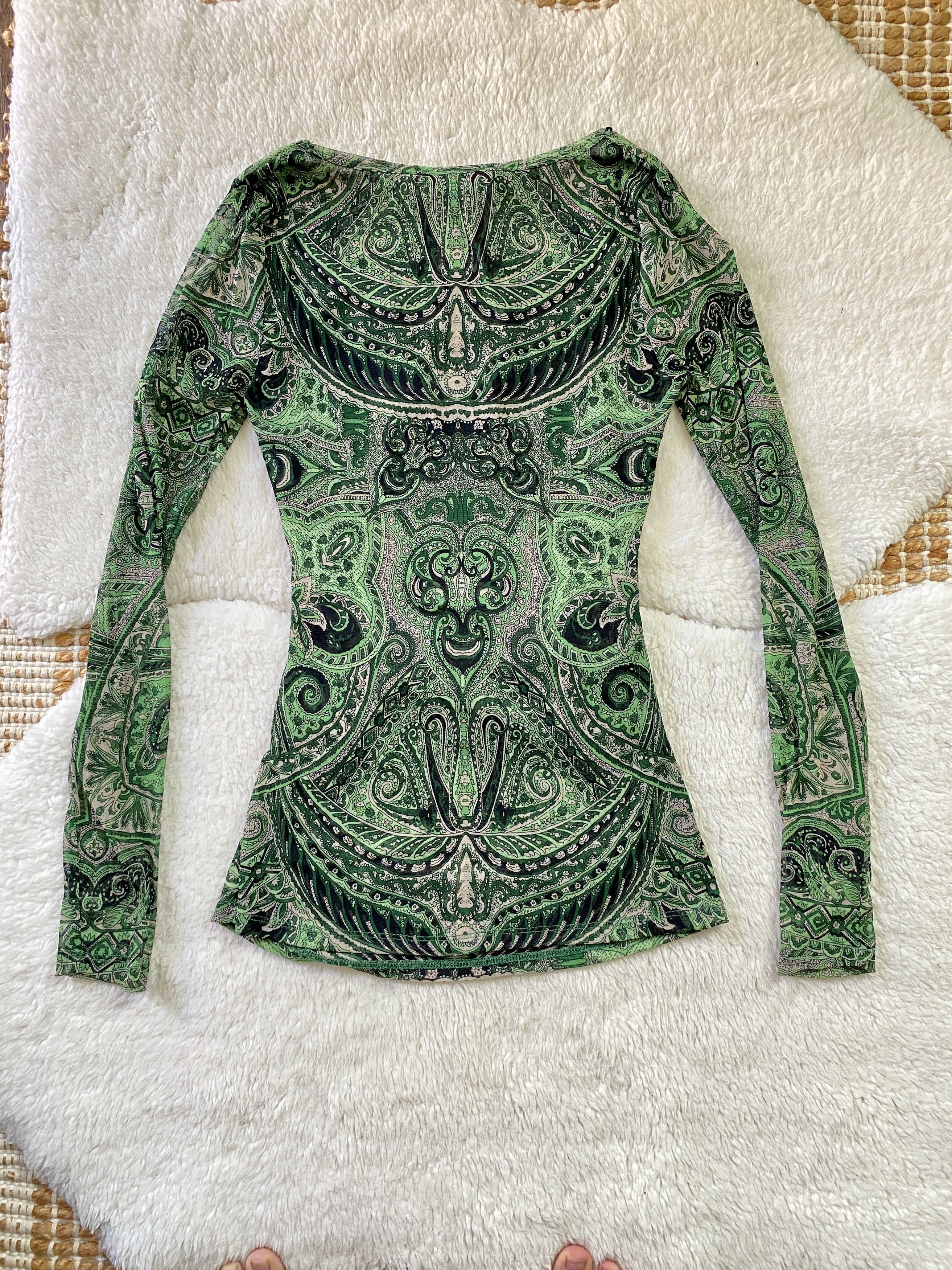 I.N.C INC International Concepts Sheer Green Paisley Beaded Top Size M / US 6-8 / IT 42-44 - 4 Thumbnail