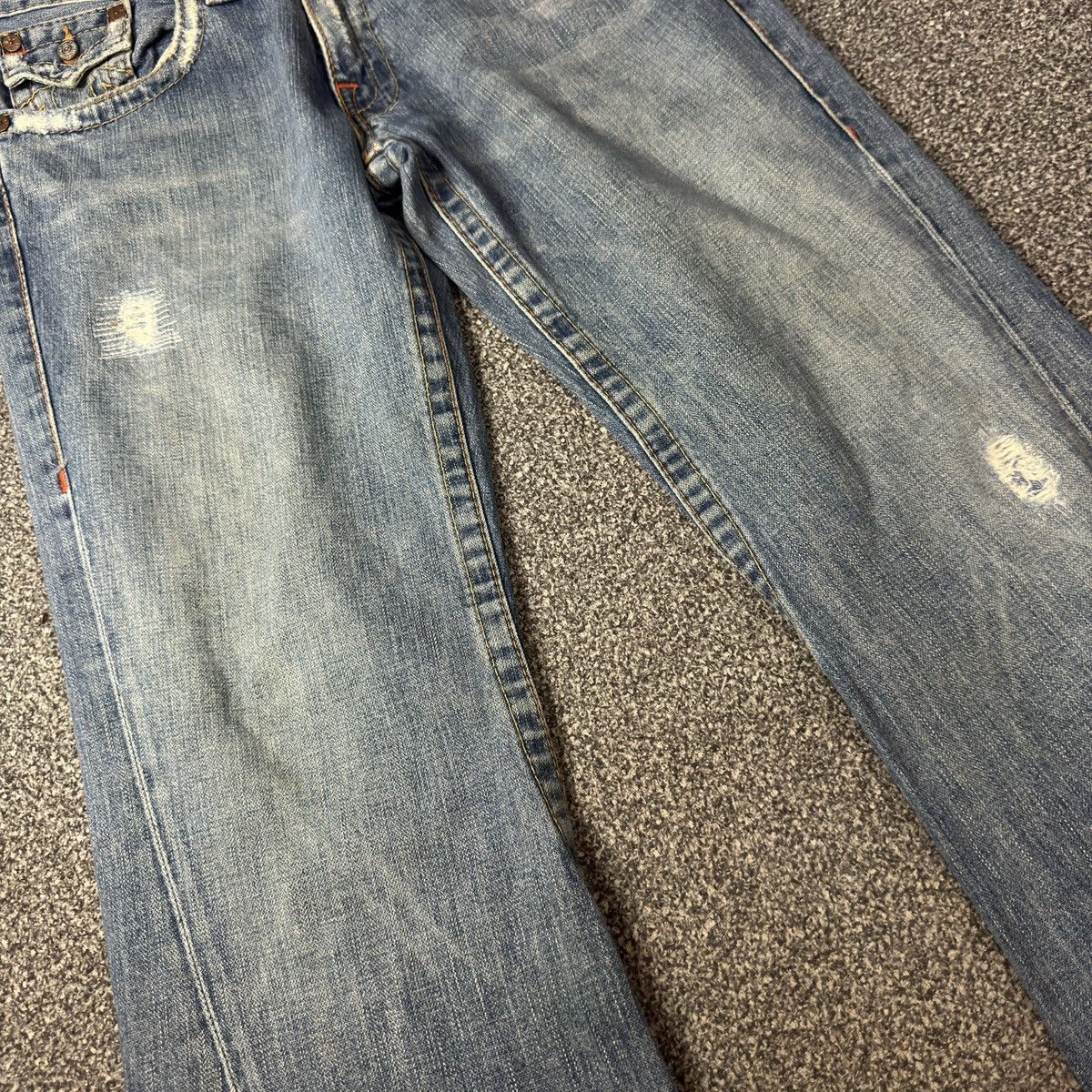 True Religion 🔥🇺🇸 Baggy Flared Distressed Jeans Hysteric Glamour Style Y2k Size US 34 / EU 50 - 4 Thumbnail