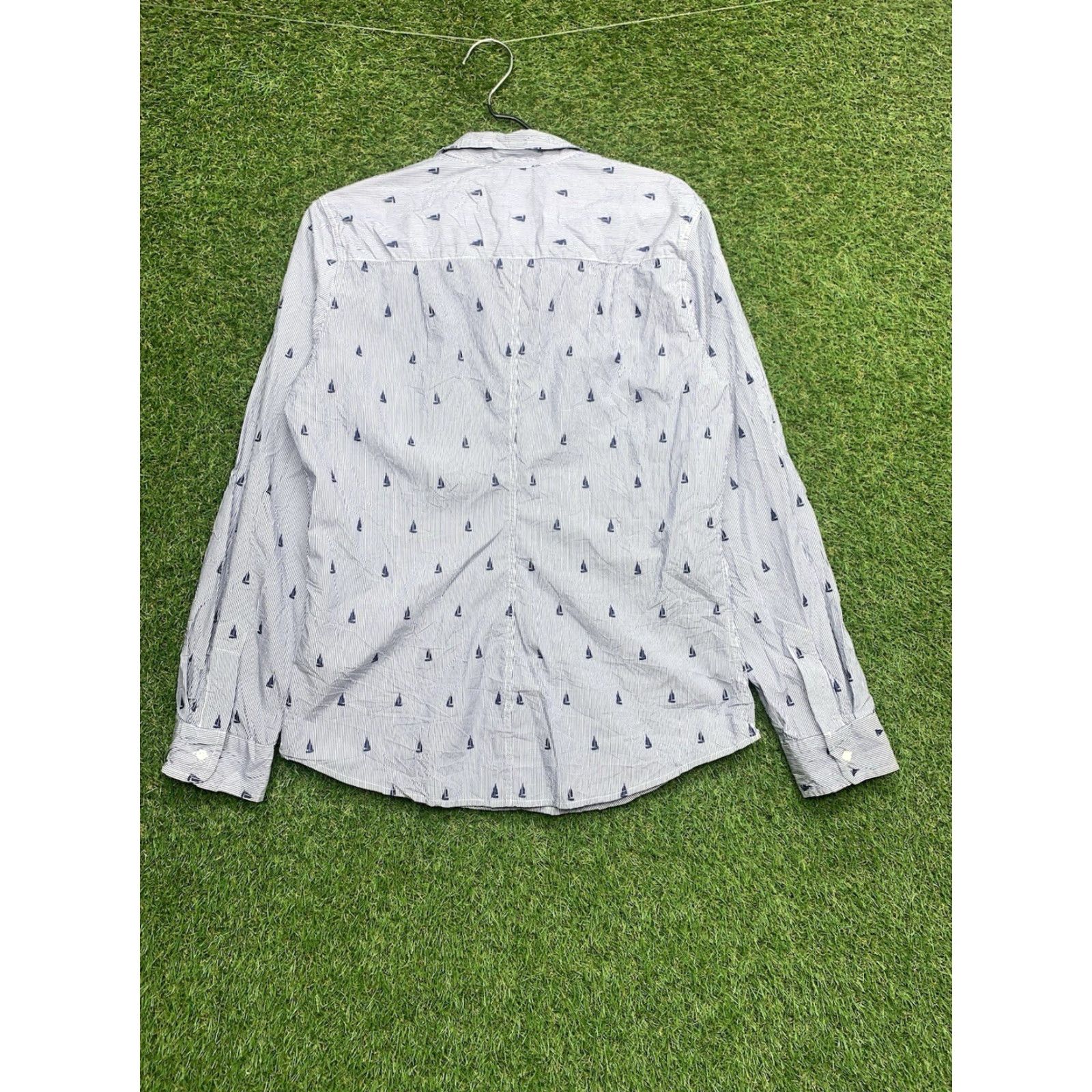 Frank & Eileen Frank & Eileen Shirt Mens XL Button-Down Long Sleeve Striped Blue Cotton Classic Fashion Size US XL / EU 56 / 4 - 2 Thumbnail