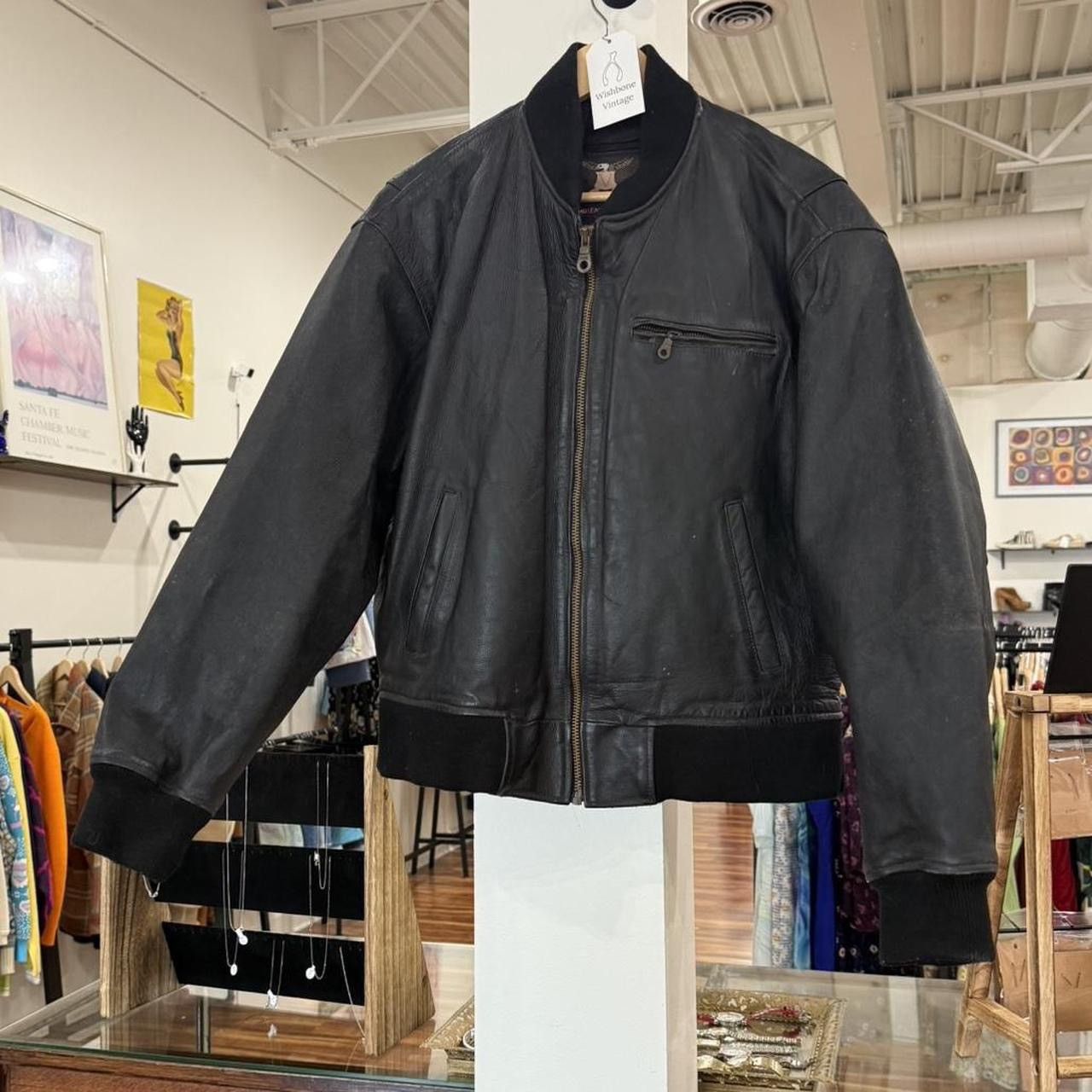 Vintage Vintage 90’s Leather Bomber Jacket Size US L / EU 52-54 / 3 - 1 Thumbnail