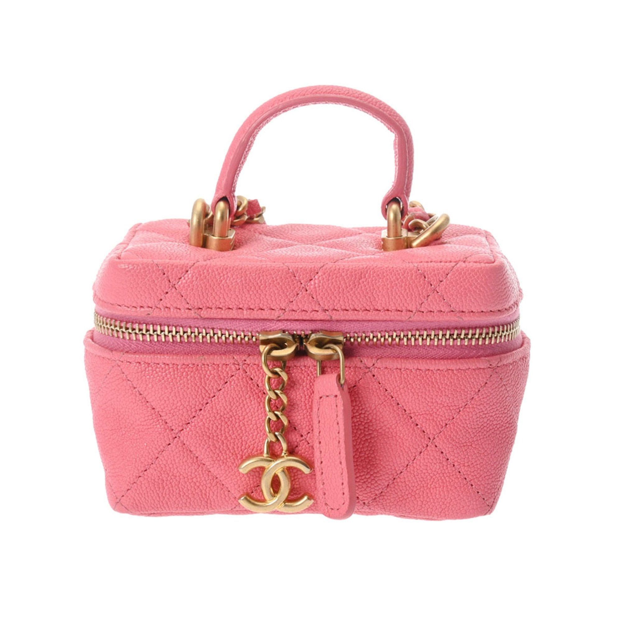 image of Chanel Matelasse Small Vanity Chain Shoulder Pink Tone Ap2194 Ladies Soft Caviar Skin Bag, Women's
