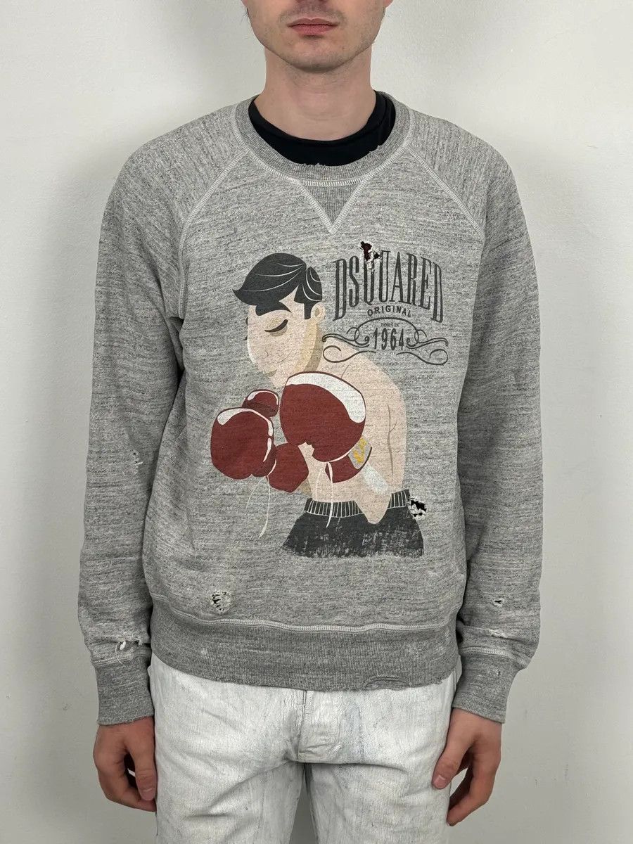 Dsquared2 FW2013 Dsquared2 Grey Distressed Boxing Sweater Size US S / EU 44-46 / 1 - 2 Thumbnail