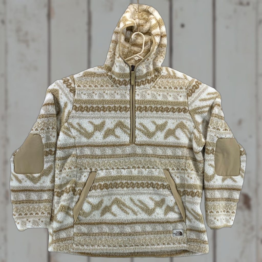 The North Face VINTAGE North Face Sherpa Fleece Womens XL Hooded Pullover Brown White 3/4 Zip Pockets Size XL / US 12-14 / IT 48-50 - 1 Thumbnail