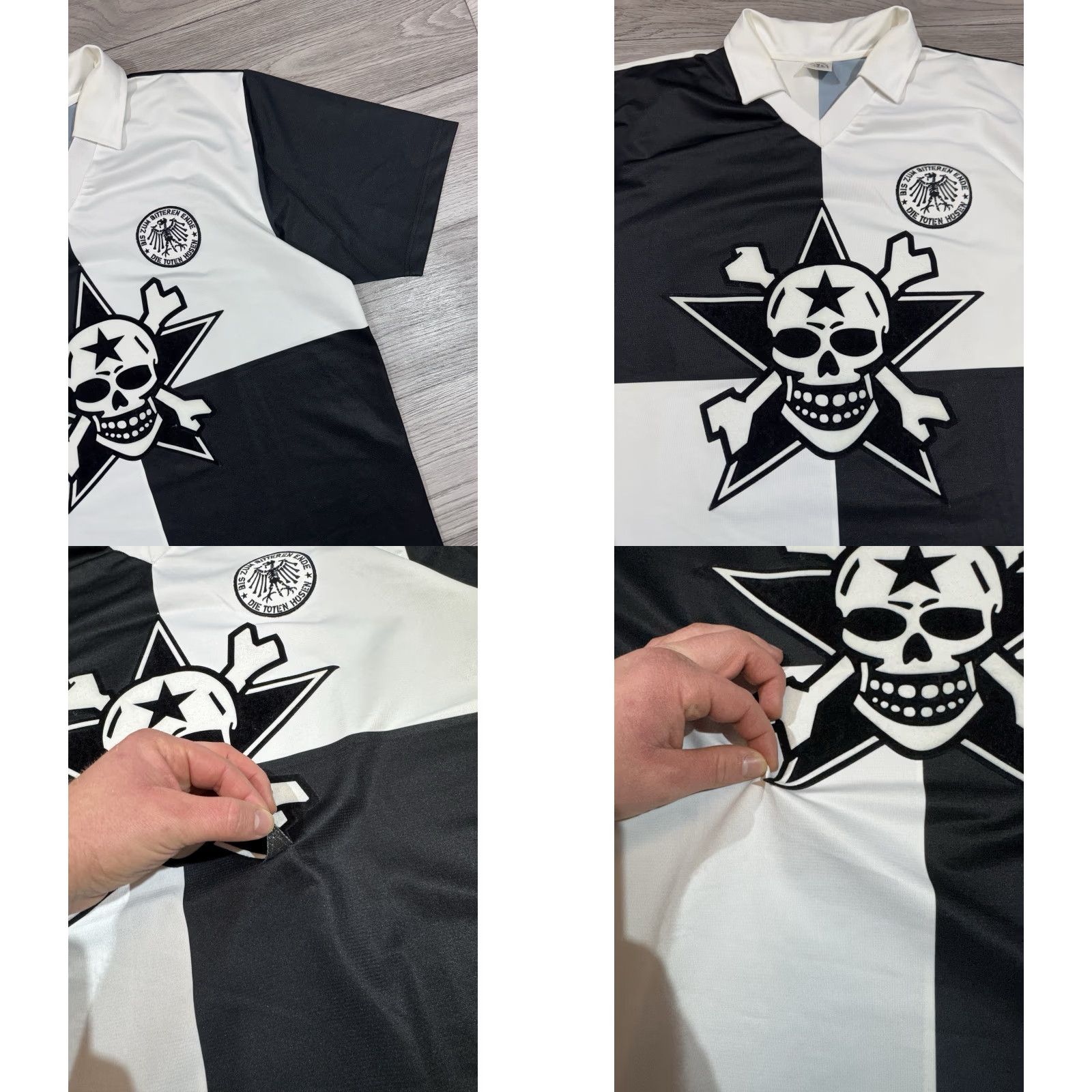 Vintage Die Toten Hasen Jersey Shirt Skull Crossbones Punk Rock Graphic Size XL Mens T-Shirt Black/White Size US XL / EU 56 / 4 - 8 Thumbnail