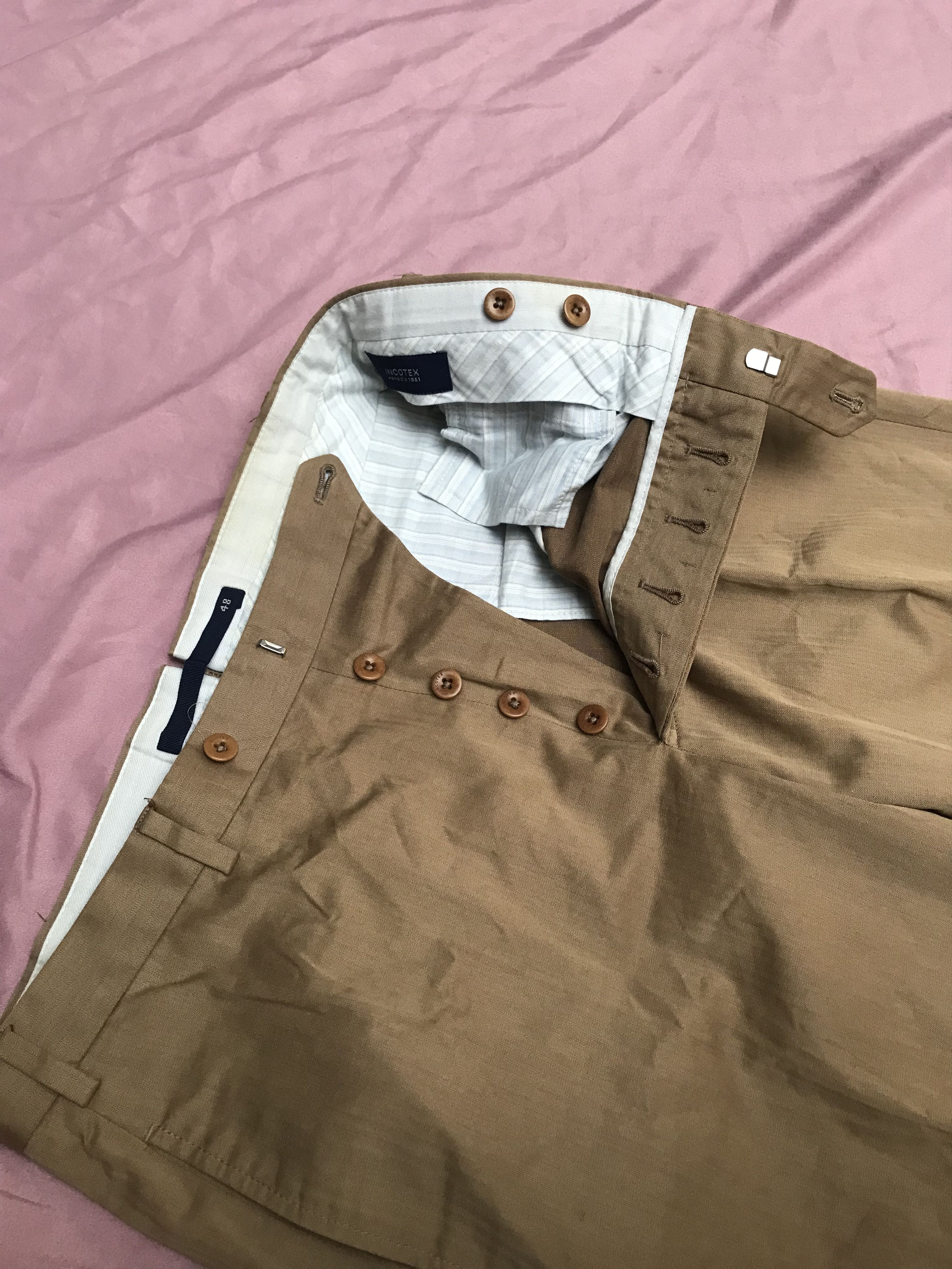 Incotex INCOTEX TAILORED WOVEN HERRINGBONE COTTON CHINOS Size 48R - 2 Thumbnail