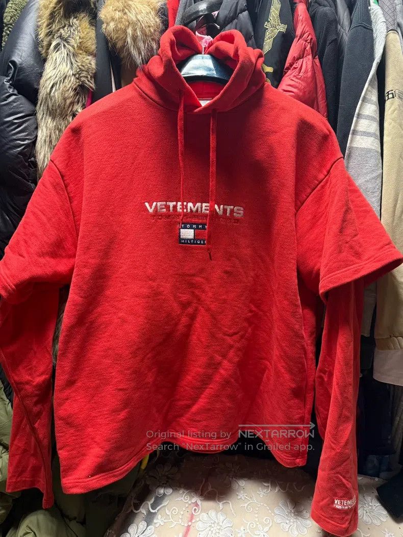 Vetements Vetements Red Two-Piece Hooded Sweatshirt Size US XS / EU 42 / 0 - 1 Thumbnail
