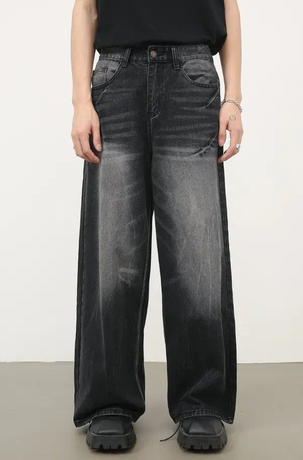 Japanese Brand Mita Men's black lightning pattern vintage washed jeans Size US 32 / EU 48 - 7 Thumbnail