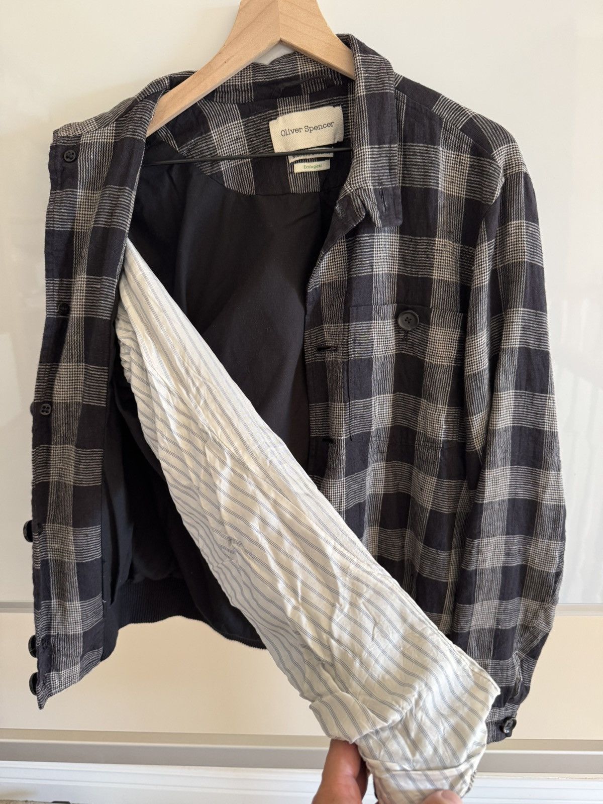 Oliver Spencer Oliver Spencer Ryde Checked Linen Bomber Jacket Size US XS / EU 42 / 0 - 5 Thumbnail