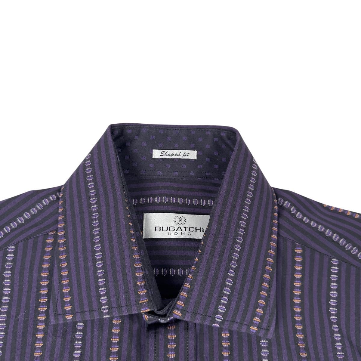 BUGATCHI Bugatchi Uomo Dress Shirt Mens L Large Purple Striped Size US L / EU 52-54 / 3 - 3 Thumbnail