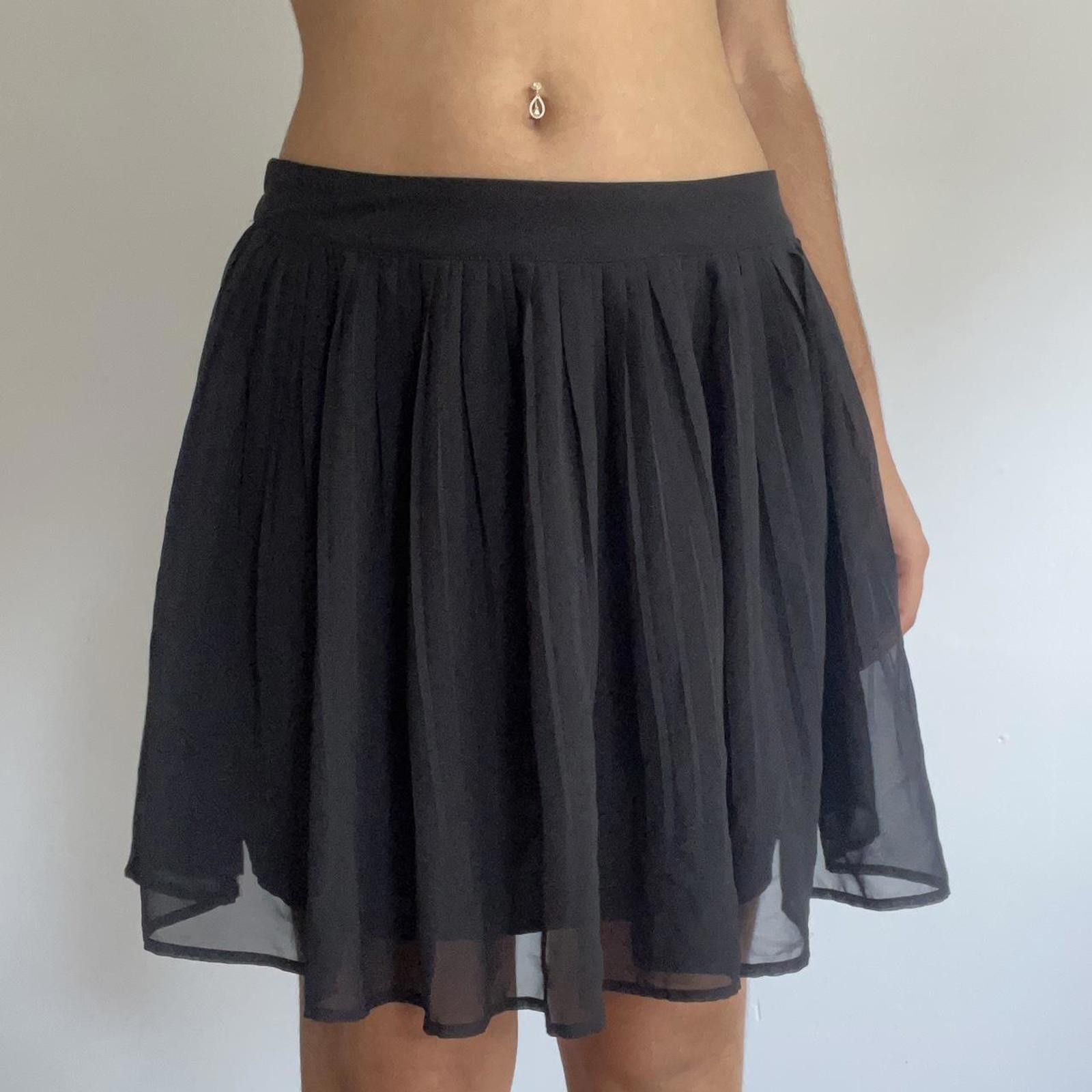 Other Black mini skirt with mesh overlay, elastic waistband Size 28" / US 6 / IT 42 - 2 Thumbnail