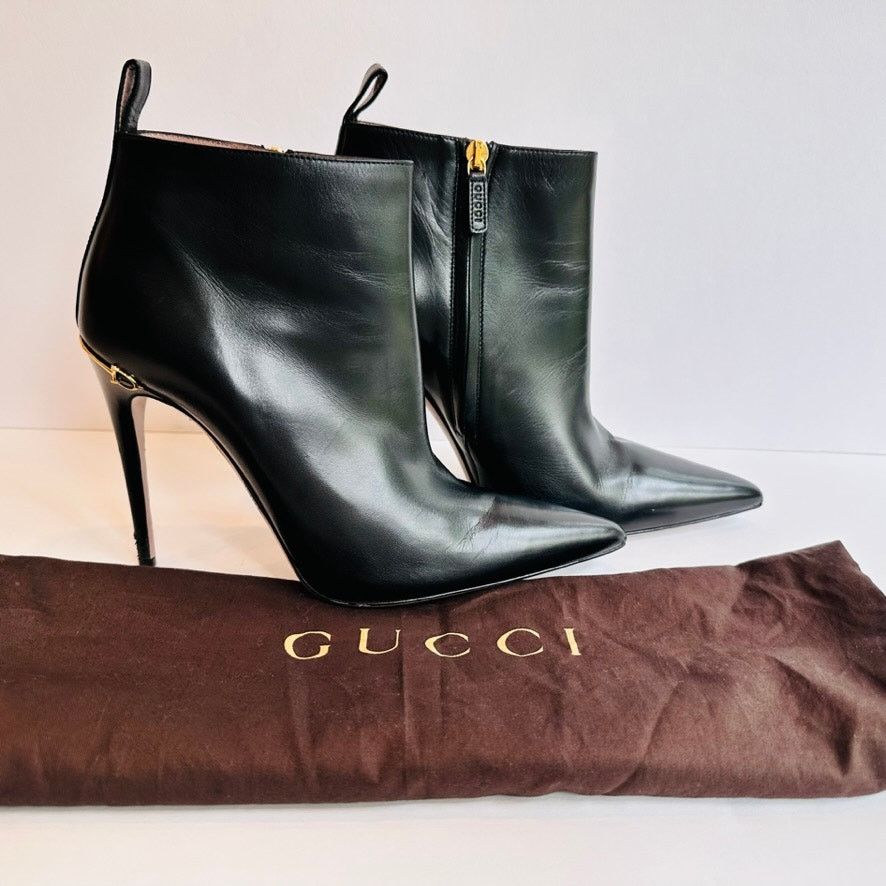Gucci Gucci Black Ankle Boot Size 39.5 Spike Point Toe Horsebit Size US 9.5 / IT 39.5 - 11 Thumbnail