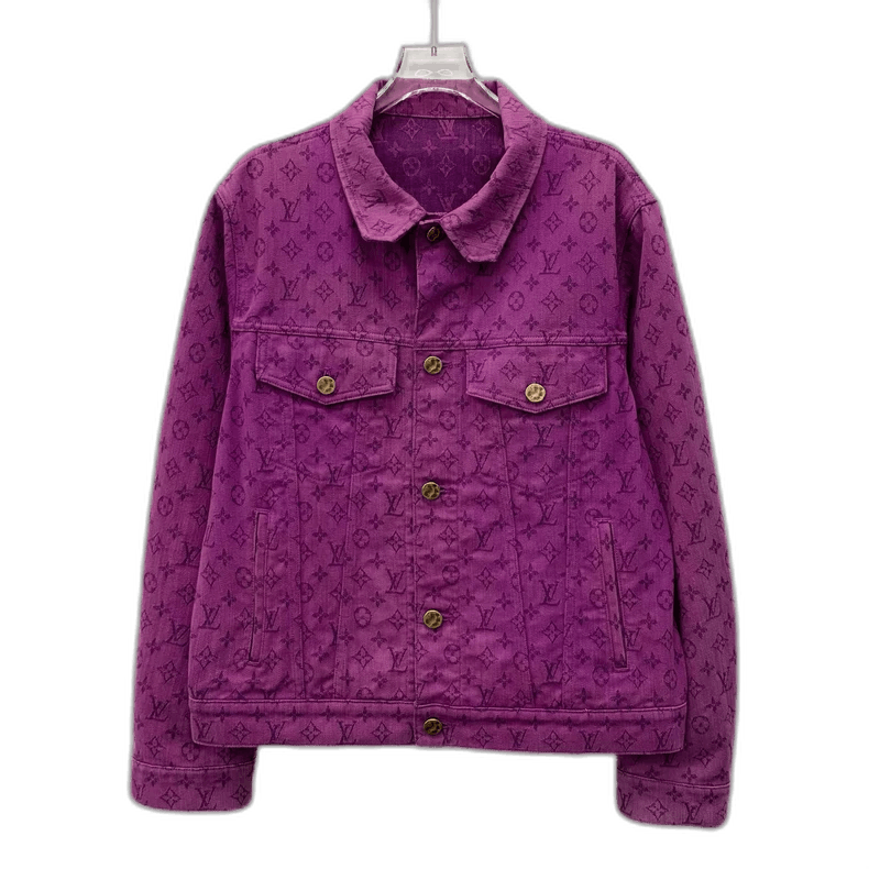 Louis Vuitton Louis Vuitton Purple Logo Denim Jacket Size US L / EU 52-54 / 3 - 1 Thumbnail