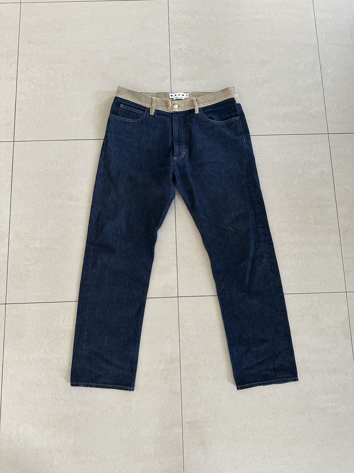Marni Denim Cord Indigo Blue Raw US 36 Size XL