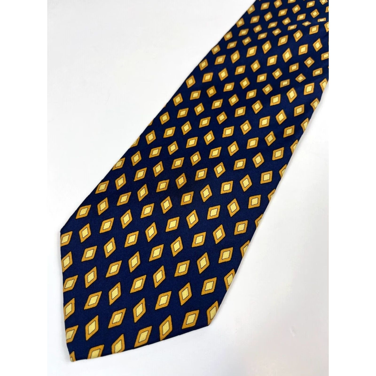 Brooks Brothers Brooks Brothers Makers Men's Luxury Silk Tie Geometric Navy Yellow 57.25" 3.75" Made in USA Colored Geometric Pattern Tie Mens Silk Old Navy? Size ONE SIZE - 4 Thumbnail