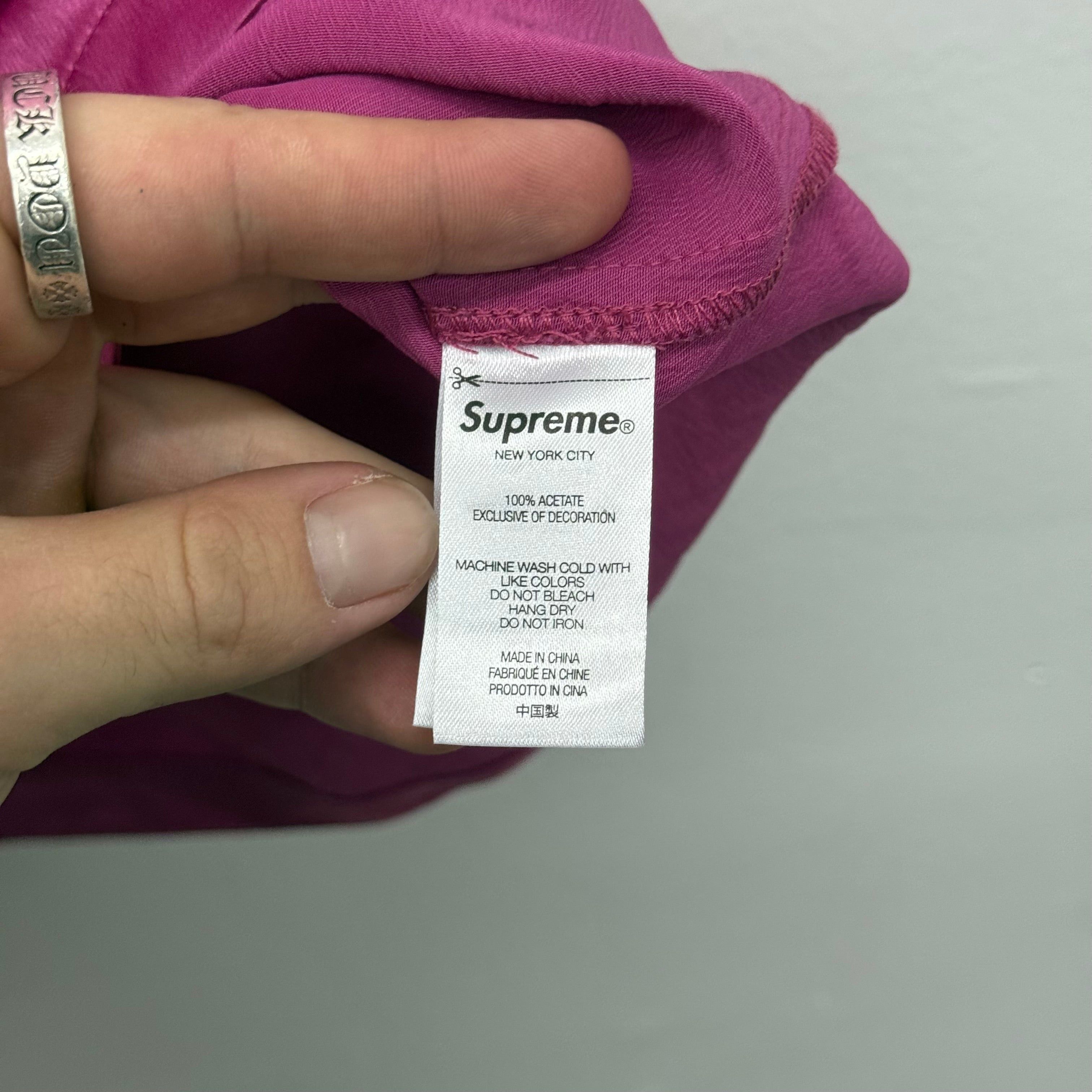 Supreme Supreme SS22 Pink Satin Zip Polo Bowling Shirt - Size L Size US L / EU 52-54 / 3 - 4 Thumbnail