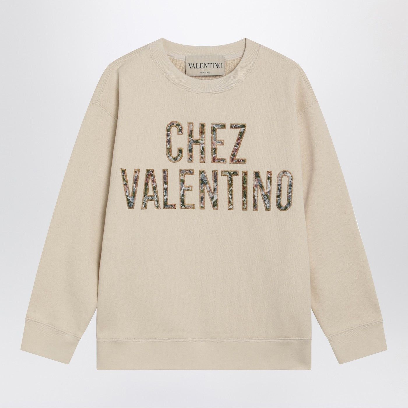 Valentino Valentino Ivory Cotton Sweatshirt With Chez Valentino Floral Motif Size S / US 4 / IT 40 - 1 Thumbnail