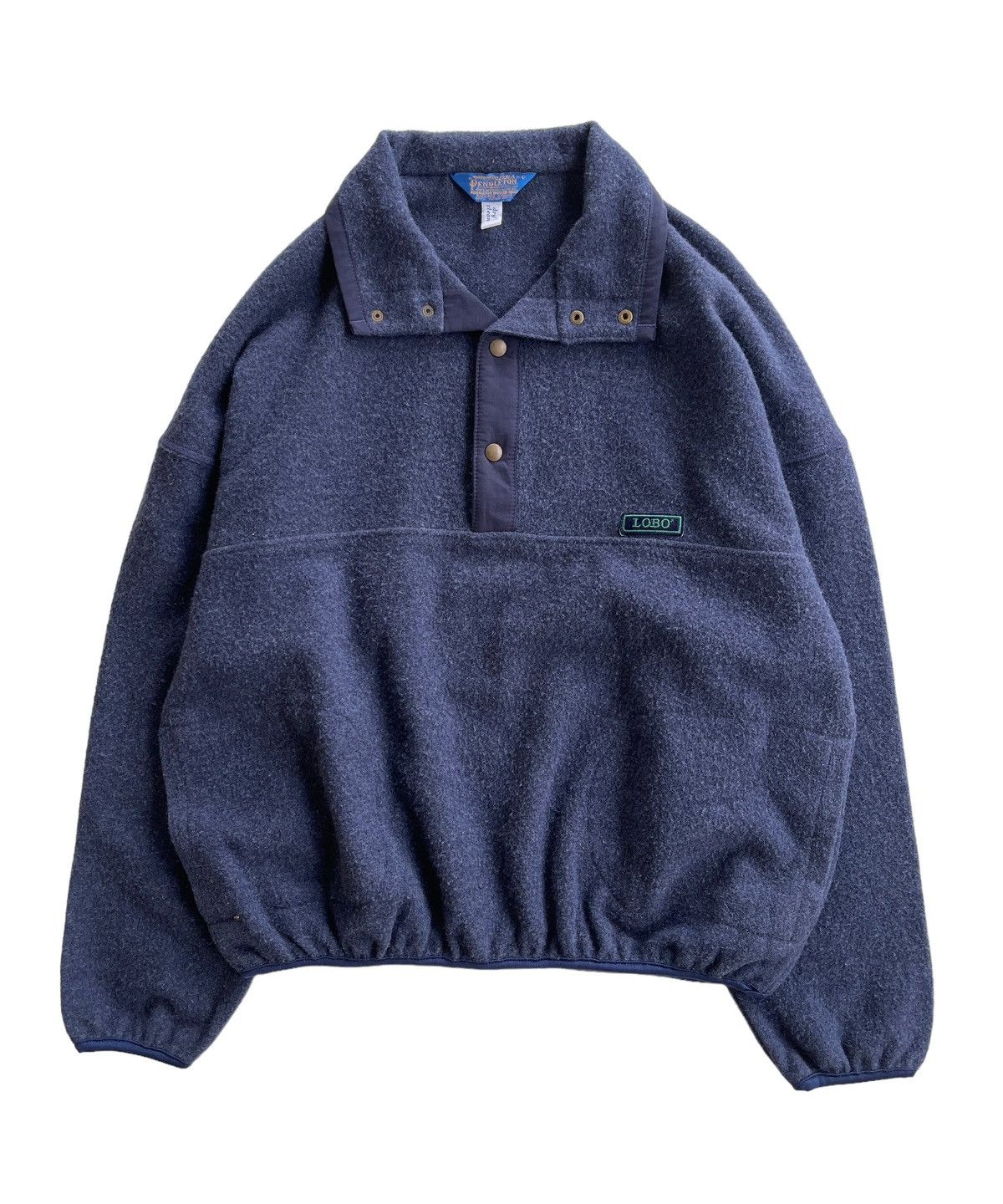 image of 80's Pendleton Lobo Snap Pullover Wool Sweater in Navy, Men's (Size Large)