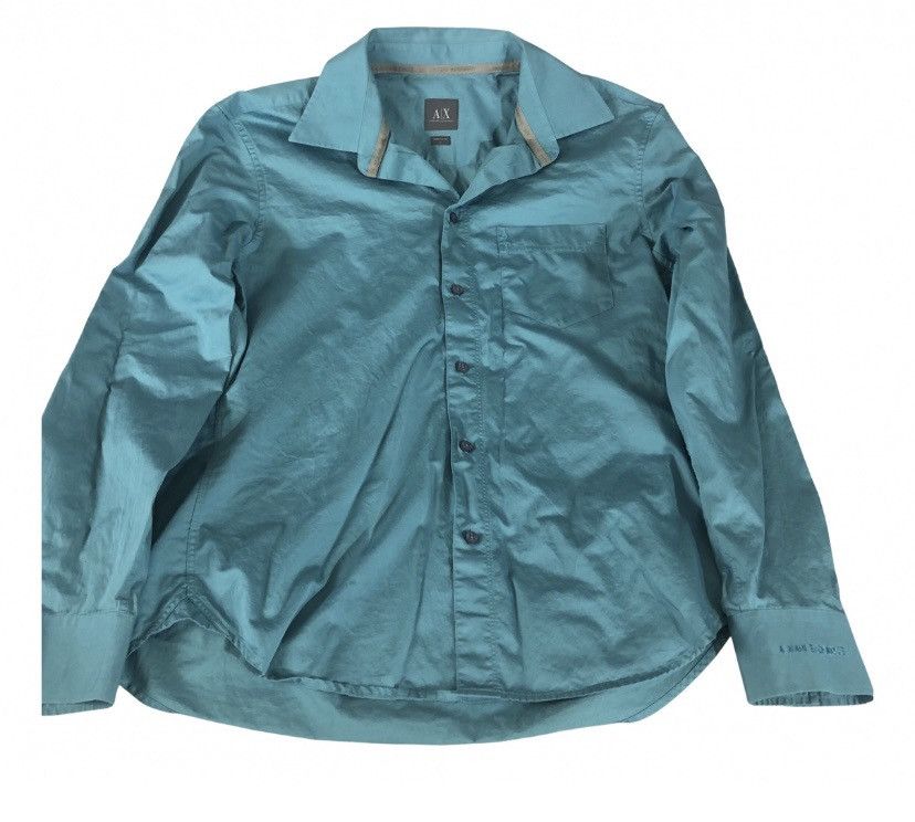 Armani Exchange Armani Exchange Sateen Turquoise Logo Embroidered Shirt L Size US L / EU 52-54 / 3 - 1 Thumbnail