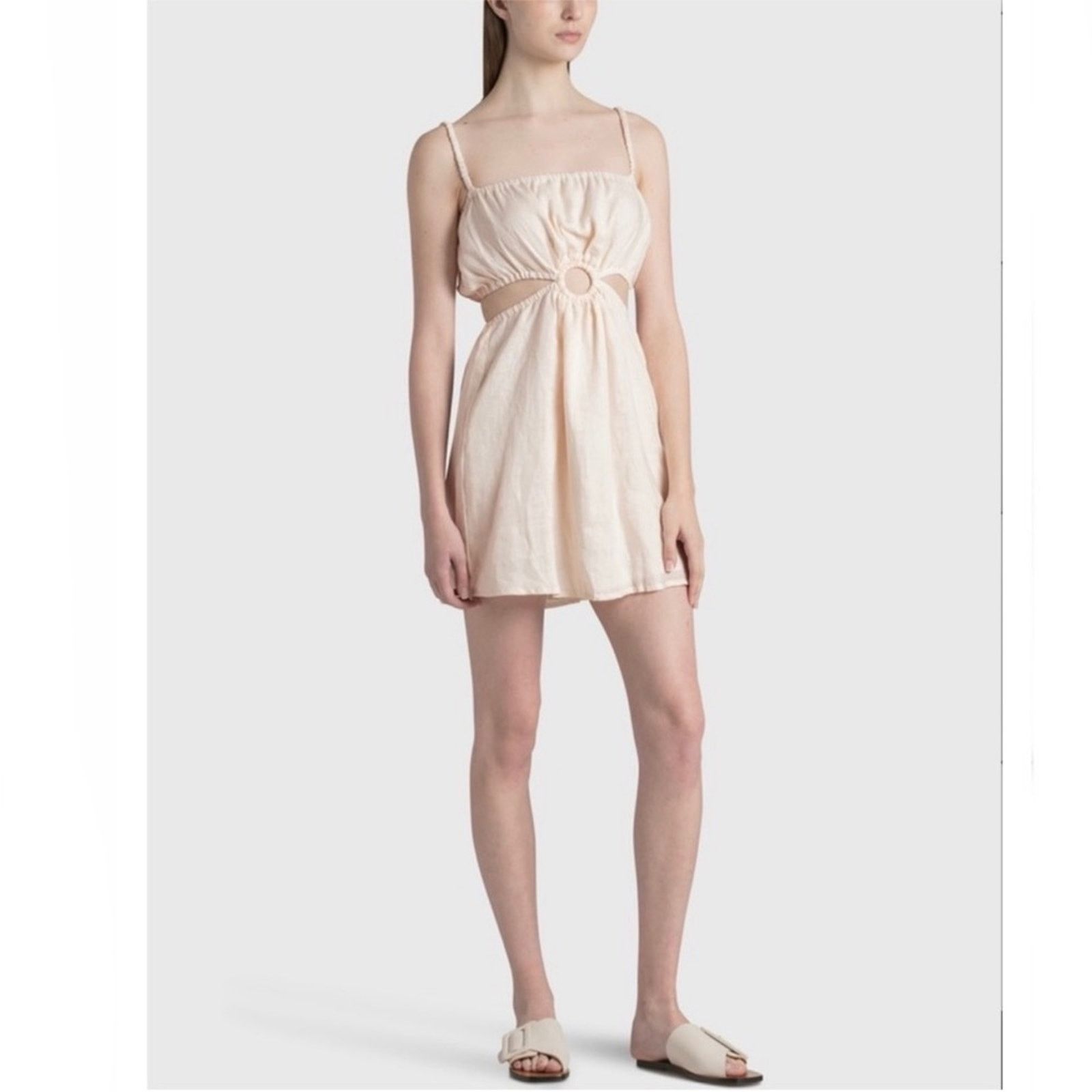 FAITHFULL FAITHFULL THE BRAND BEIGE LINEN CUTOUT MINI DRESS XL Size XL / US 12-14 / IT 48-50 - 1 Thumbnail