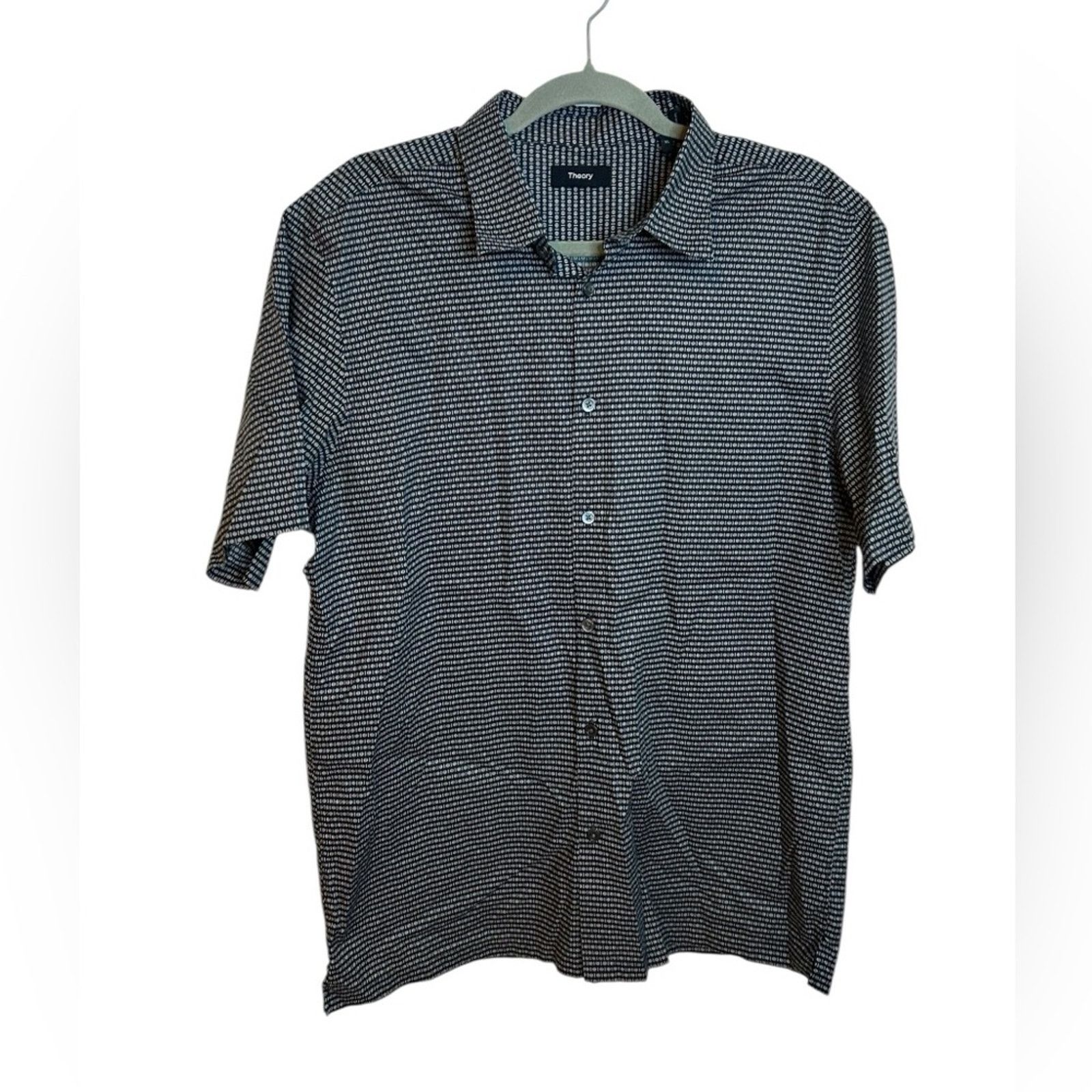 Theory Theory Irving Metric Dot Print Short Sleeve ButtonDown Shirt Size US XL / EU 56 / 4 - 1 Thumbnail