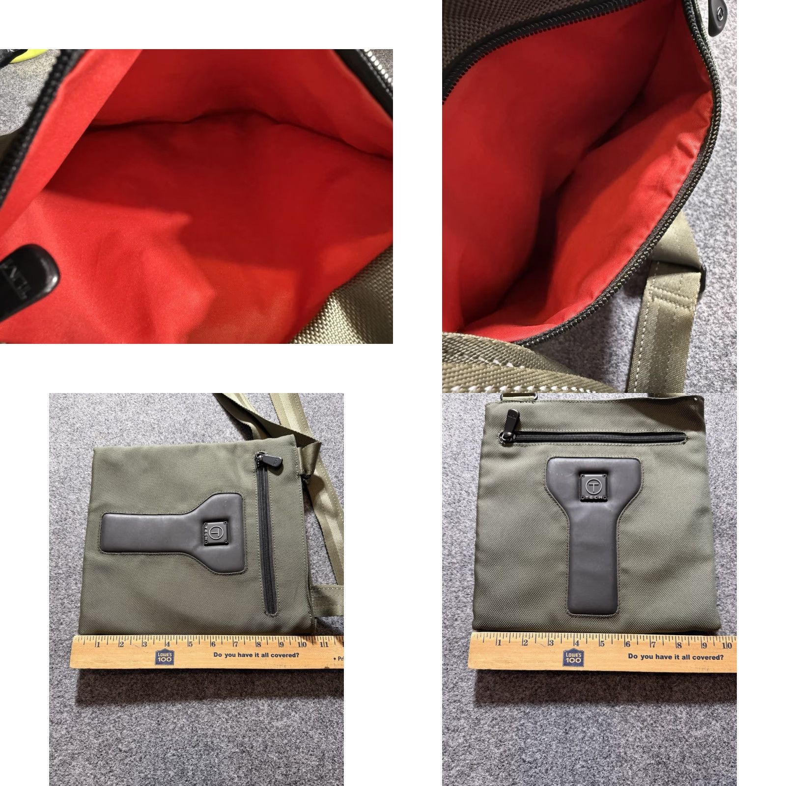 Tumi Tumi Tech Messenger Bag Crossbody Olive Green Red Interior Canvas Nylon Small Green Mens Messenger Bag Accessories Size ONE SIZE - 8 Thumbnail