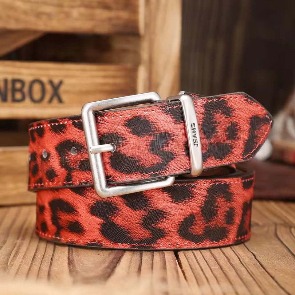 Other Red cheetah leopard print belt Size 32 - 1 Thumbnail