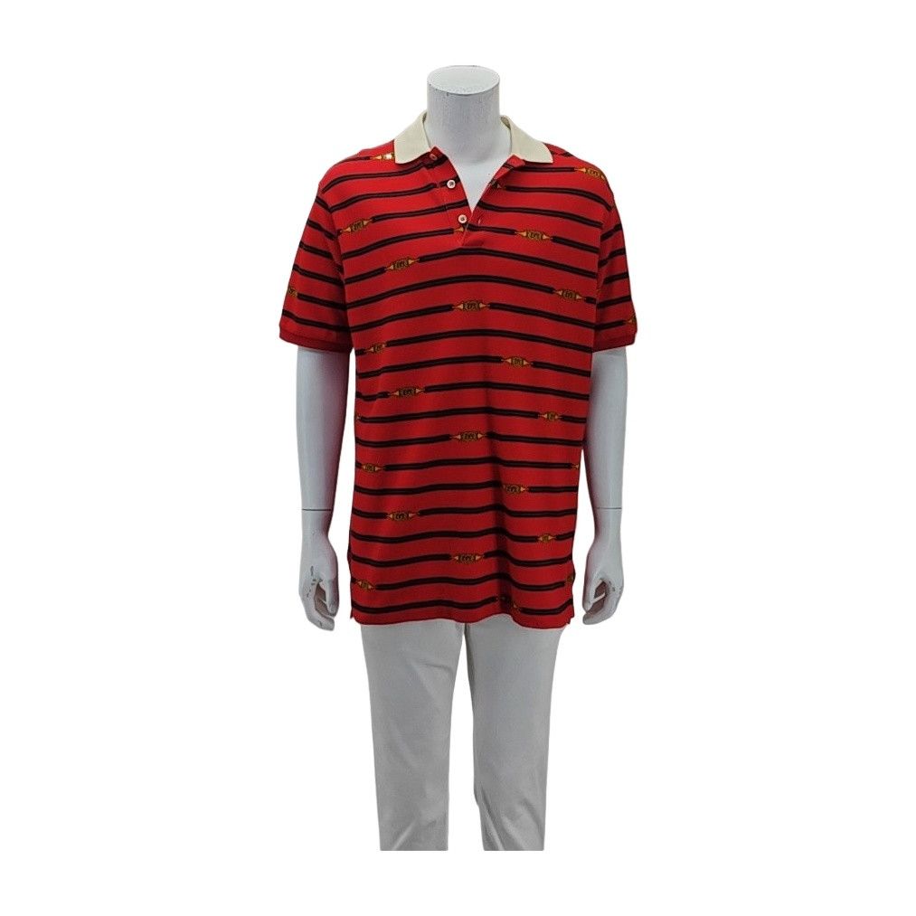 Gucci GUCCI Striped Belt Print Polo Shirt Size L Size US L / EU 52-54 / 3 - 1 Thumbnail