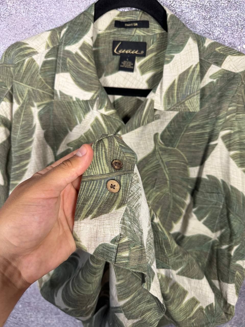 Vintage LUAU Finest Silk Tropical Hawaiian Palm Tree Print Shirt Size US L / EU 52-54 / 3 - 9 Thumbnail