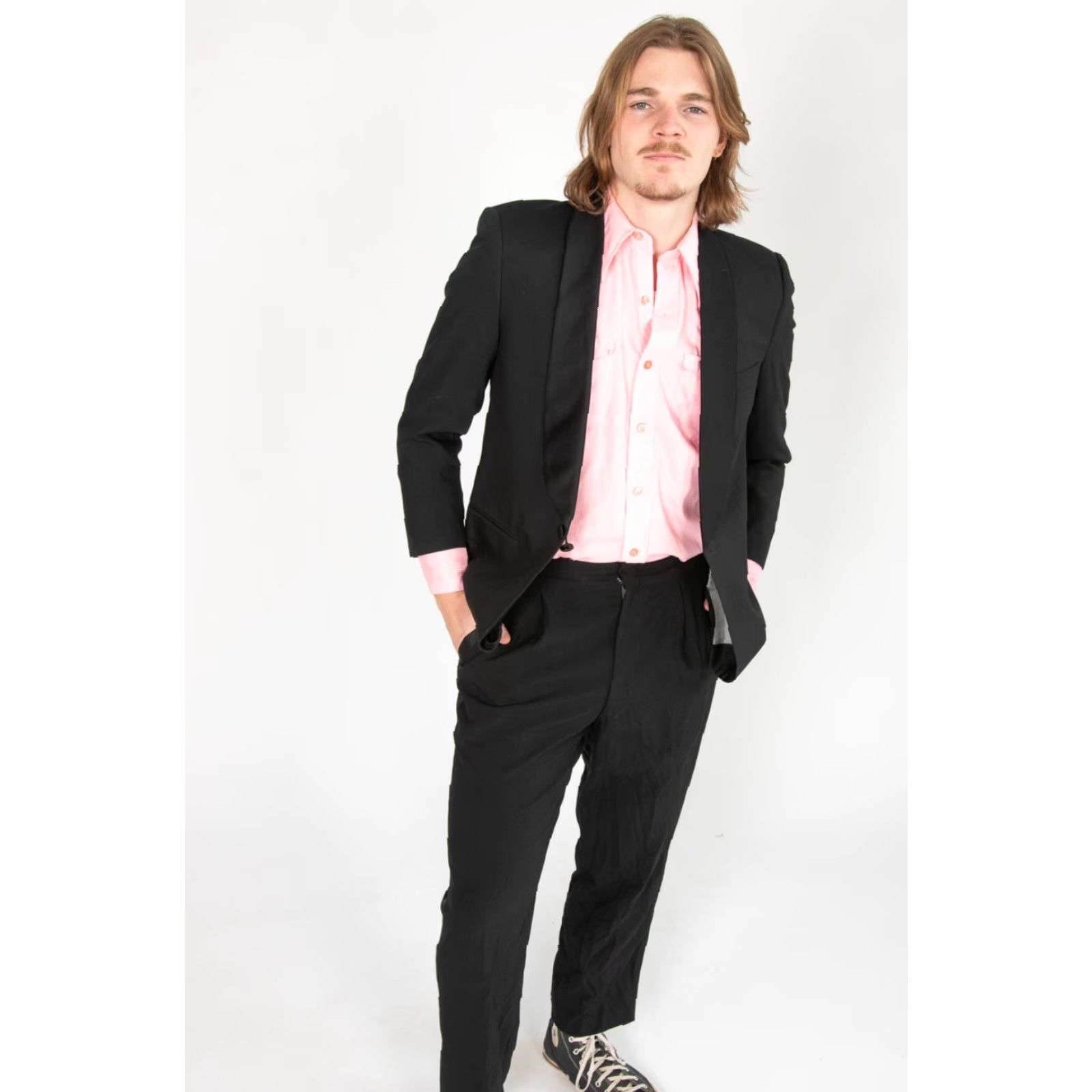 Vintage Baumler Black Tuxedo Jacket Medium Wool Blazer Formal Evening Coat Size 40R - 2 Thumbnail