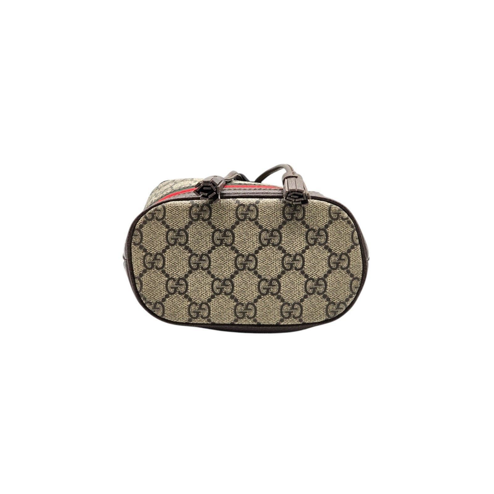 Gucci Ophidia GG Supreme Mini Bucket Bag Stripe Canvas Brown - NWT Size ONE SIZE - 3 Thumbnail