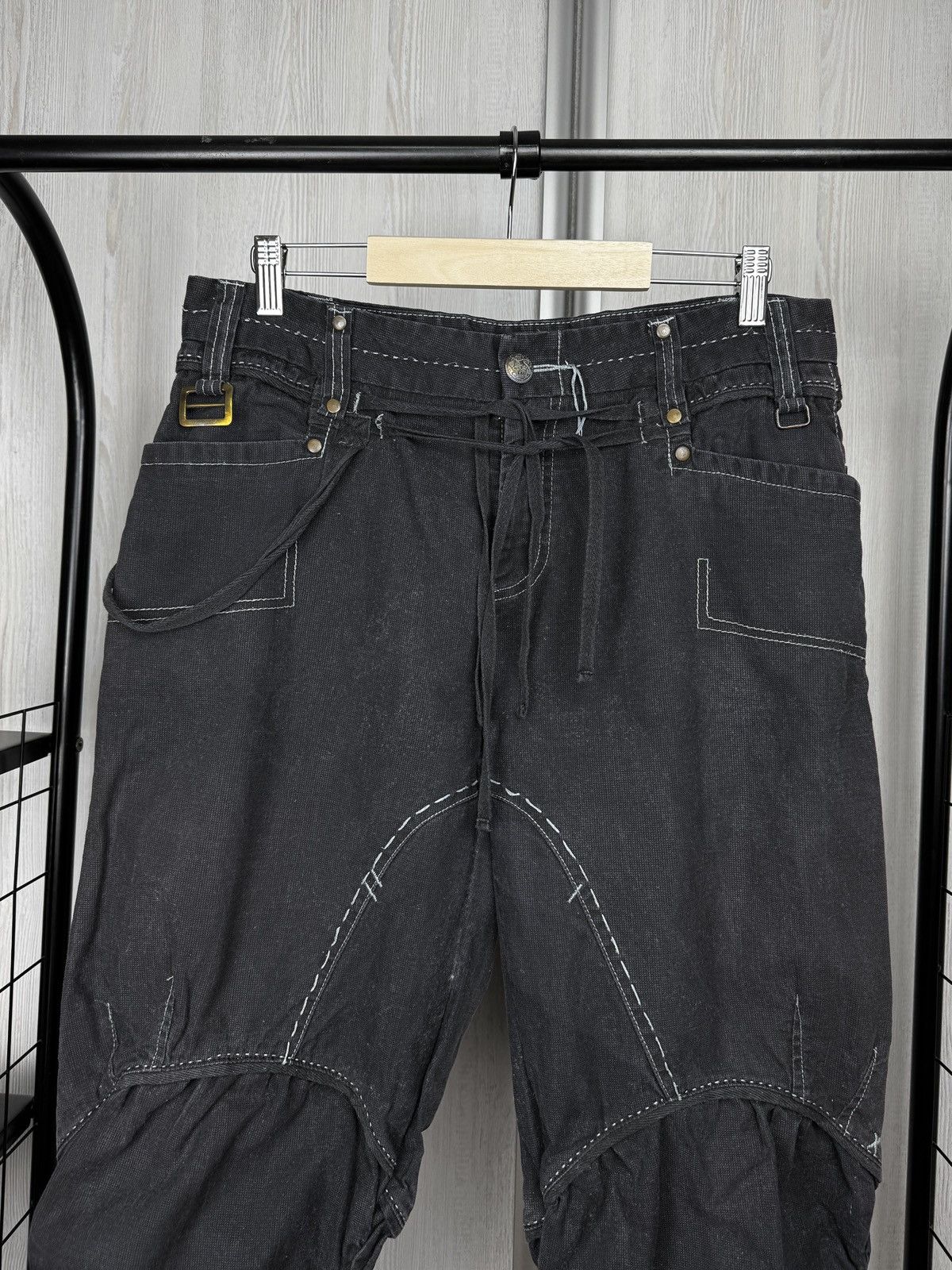 If Six Was Nine R867 y2k Avant Garde bondage style assymetrical pants cargo Size 32" / US 10 / IT 46 - 3 Thumbnail