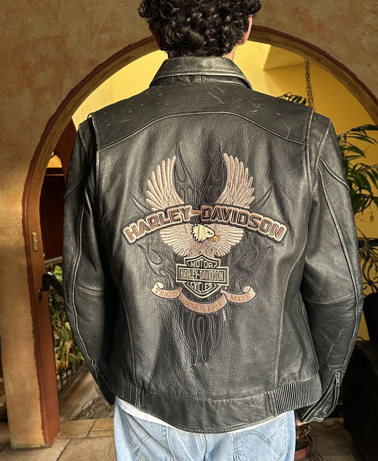 Harley Davidson GRAIL Vintage Harley Davidson Eagle Leather Jacket Large Size US L / EU 52-54 / 3 - 7 Thumbnail