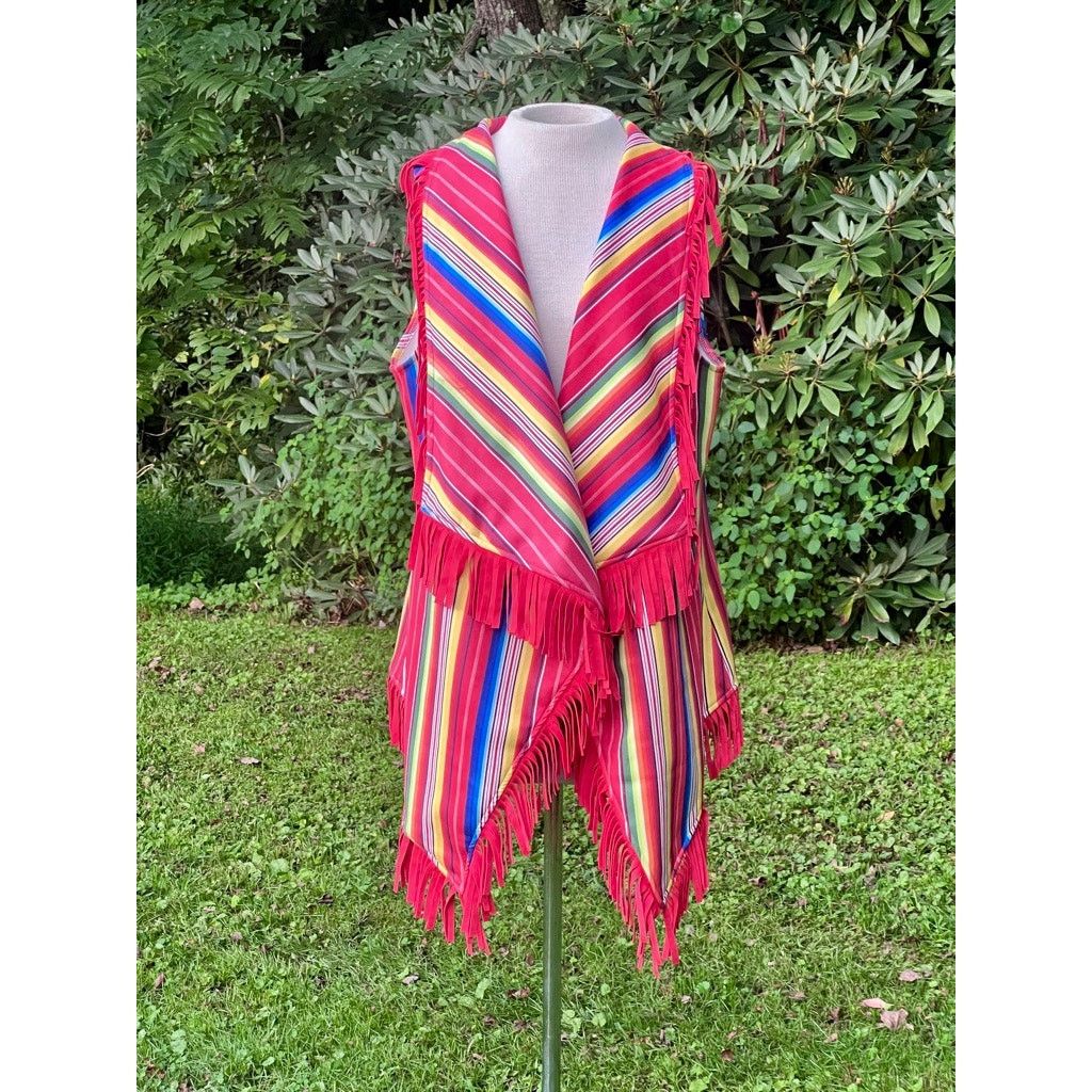 L&B L&B Lucky & Blessed M Western Fringe Striped Poncho Vest NWT Size M / US 6-8 / IT 42-44 - 1 Thumbnail