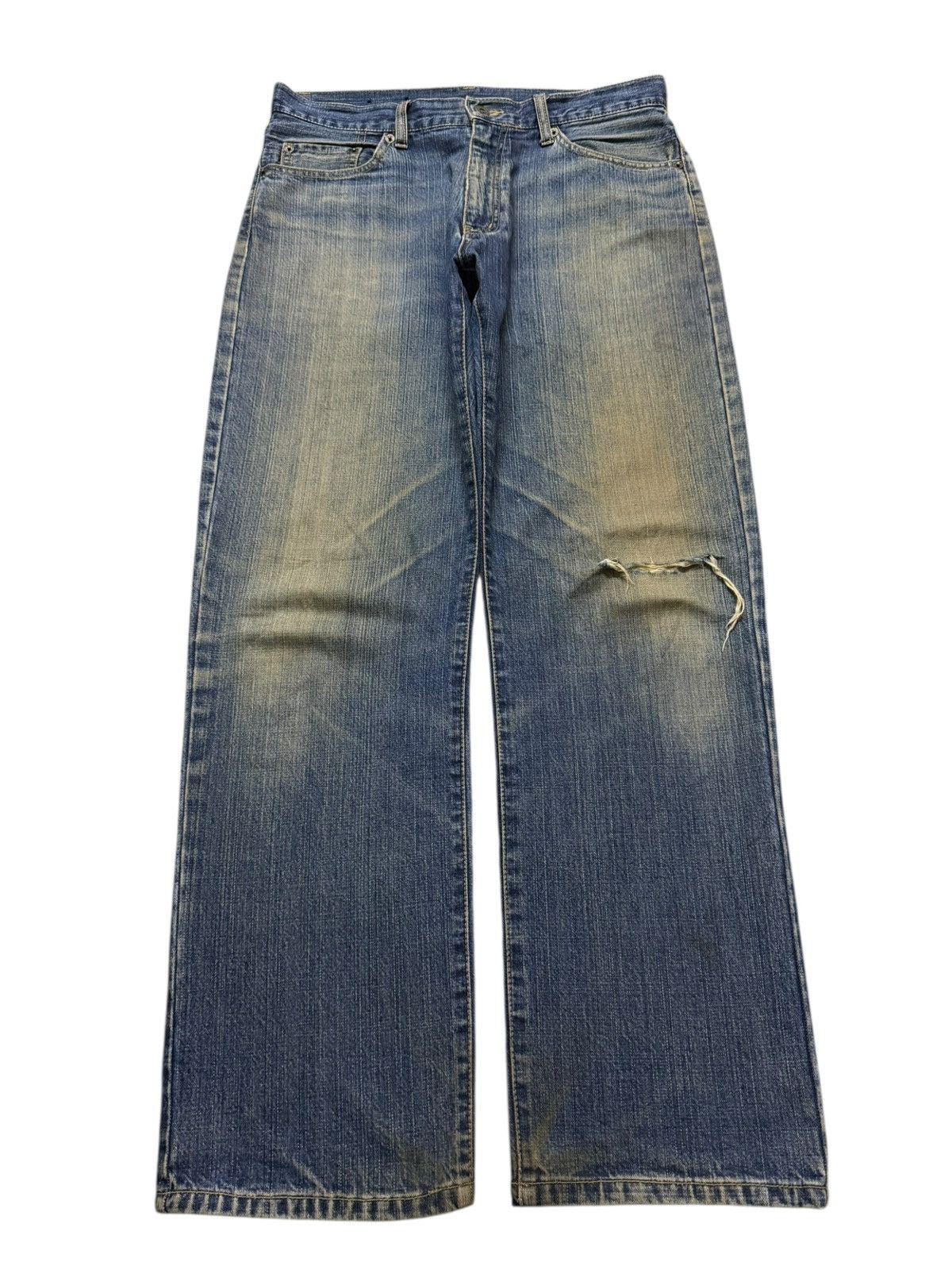 Vintage Y2K Japanese Brand Mud Wash Distress Wide Leg Baggy