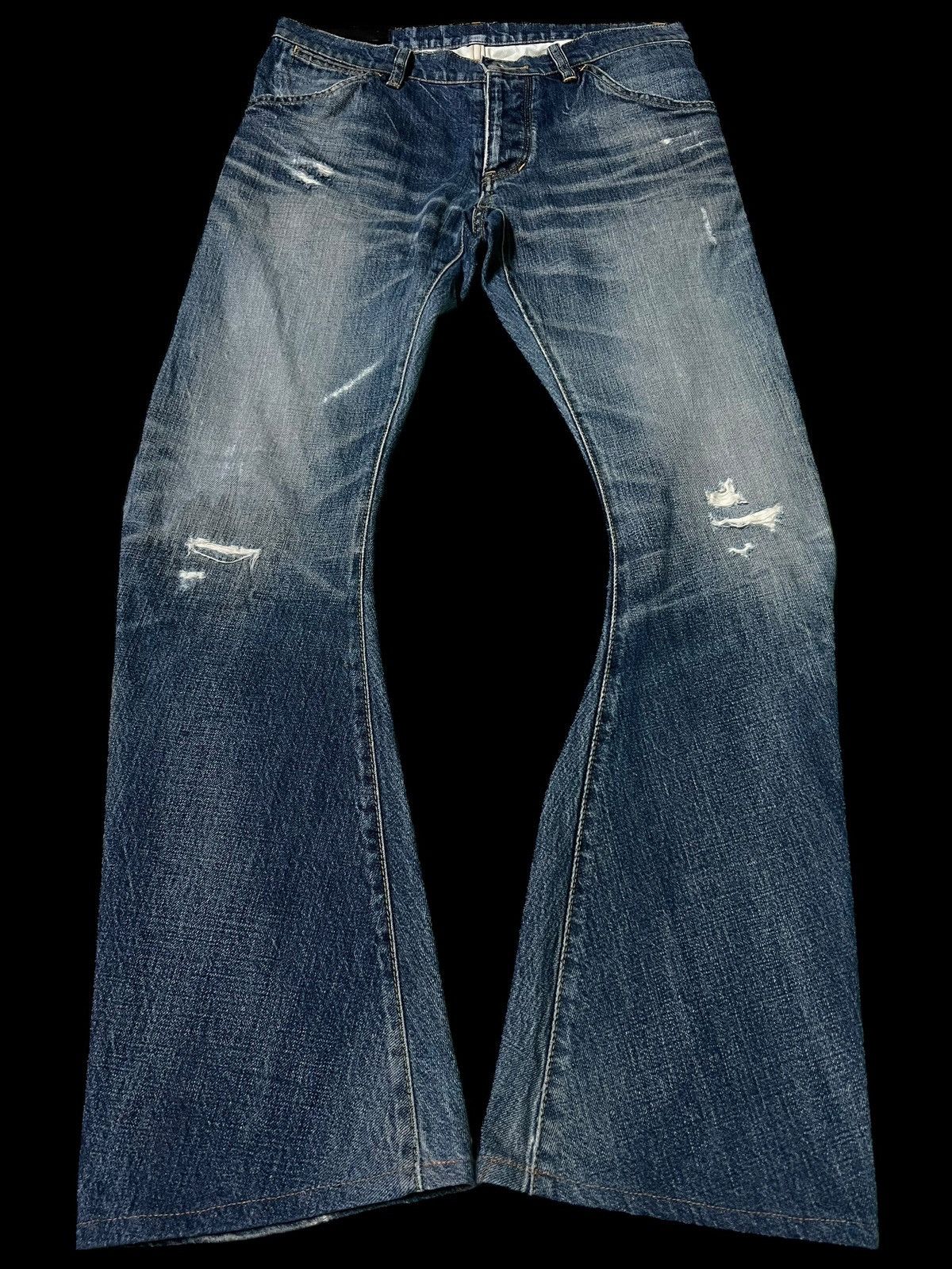 Attachment × If Six Was Nine × PPFM 💥Insane 90’s Japanese Attachment Curved Distress Flare Jean Size US 30 / EU 46 - 1 Thumbnail
