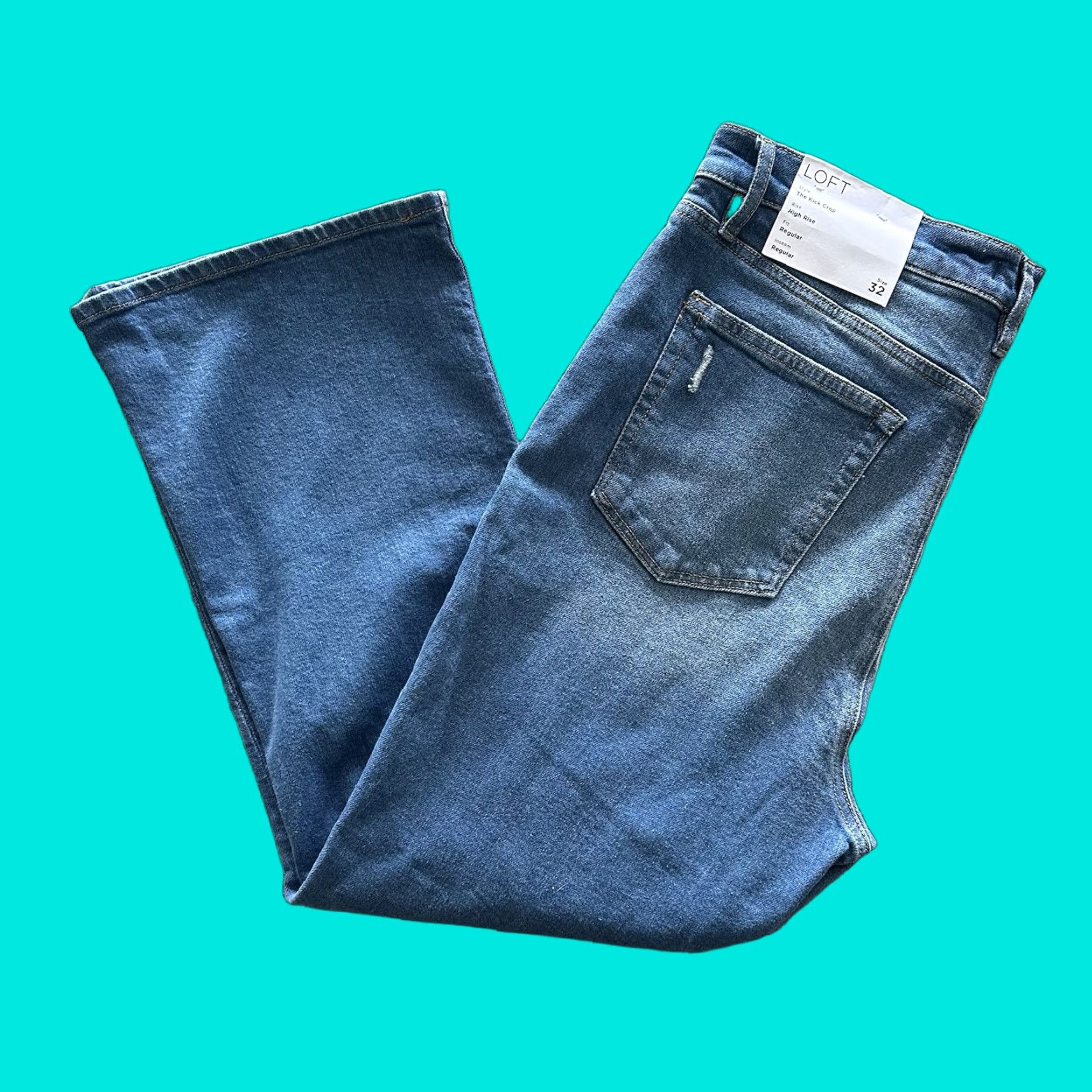 Ann Taylor Ann Taylor Loft Jeans Women’s 14 32x26 High Rise Crop Distressed Medium Jeans Size 24" / US 00 / IT 34 - 1 Thumbnail