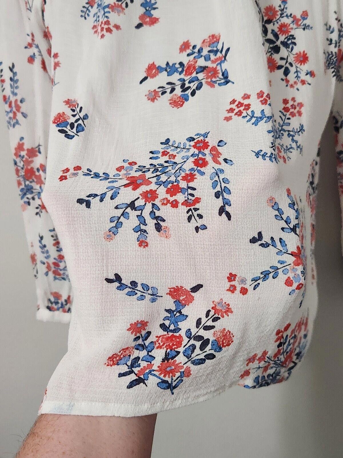 Lucky Brand Lucky Brand Top Medium White Long Sleeve V Neck Peasant Boho Size M / US 6-8 / IT 42-44 - 6 Thumbnail
