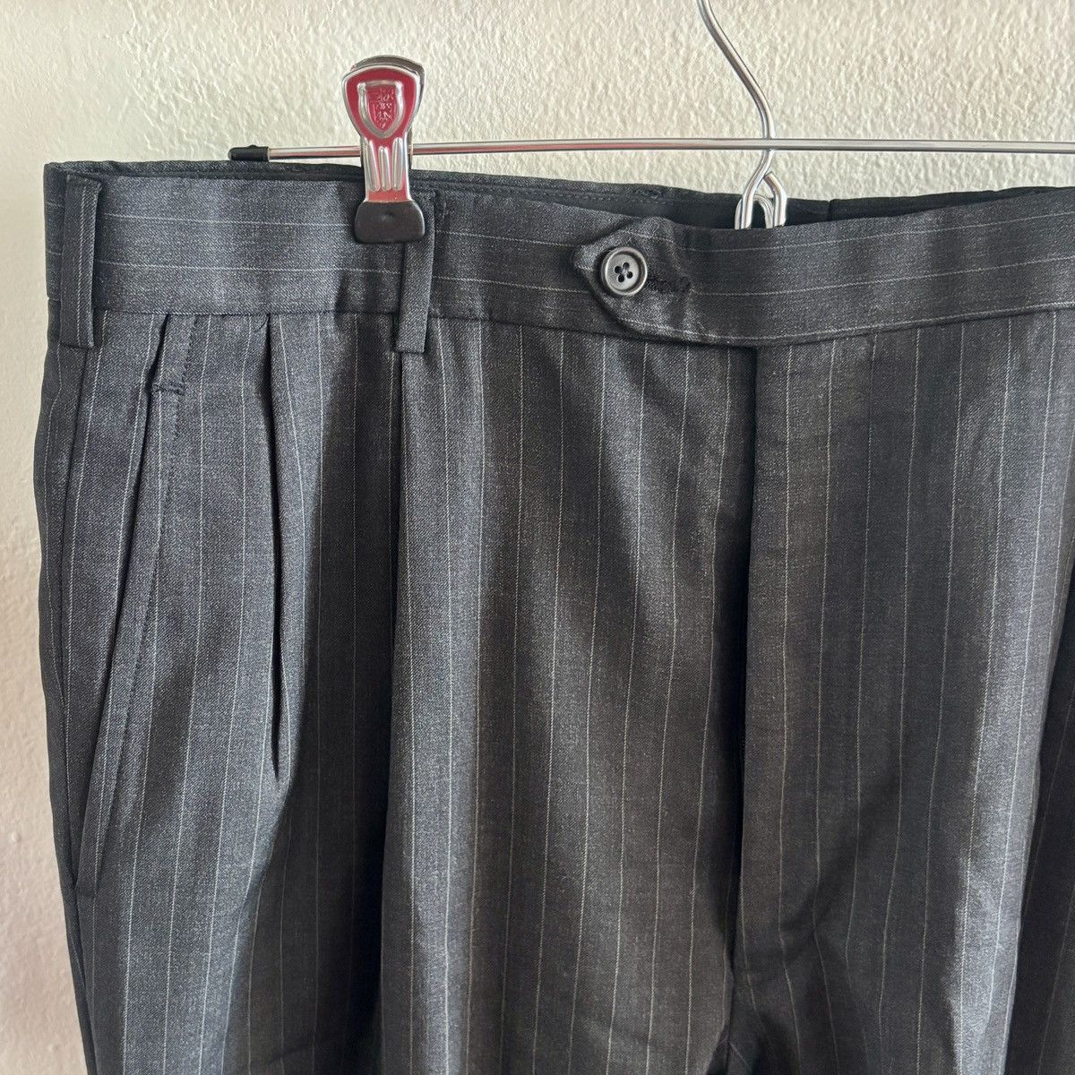 Brooks Brothers Brooks Brothers Men's Black Stripe 90s Wide Leg Suit Pants Size 34R - 6 Thumbnail