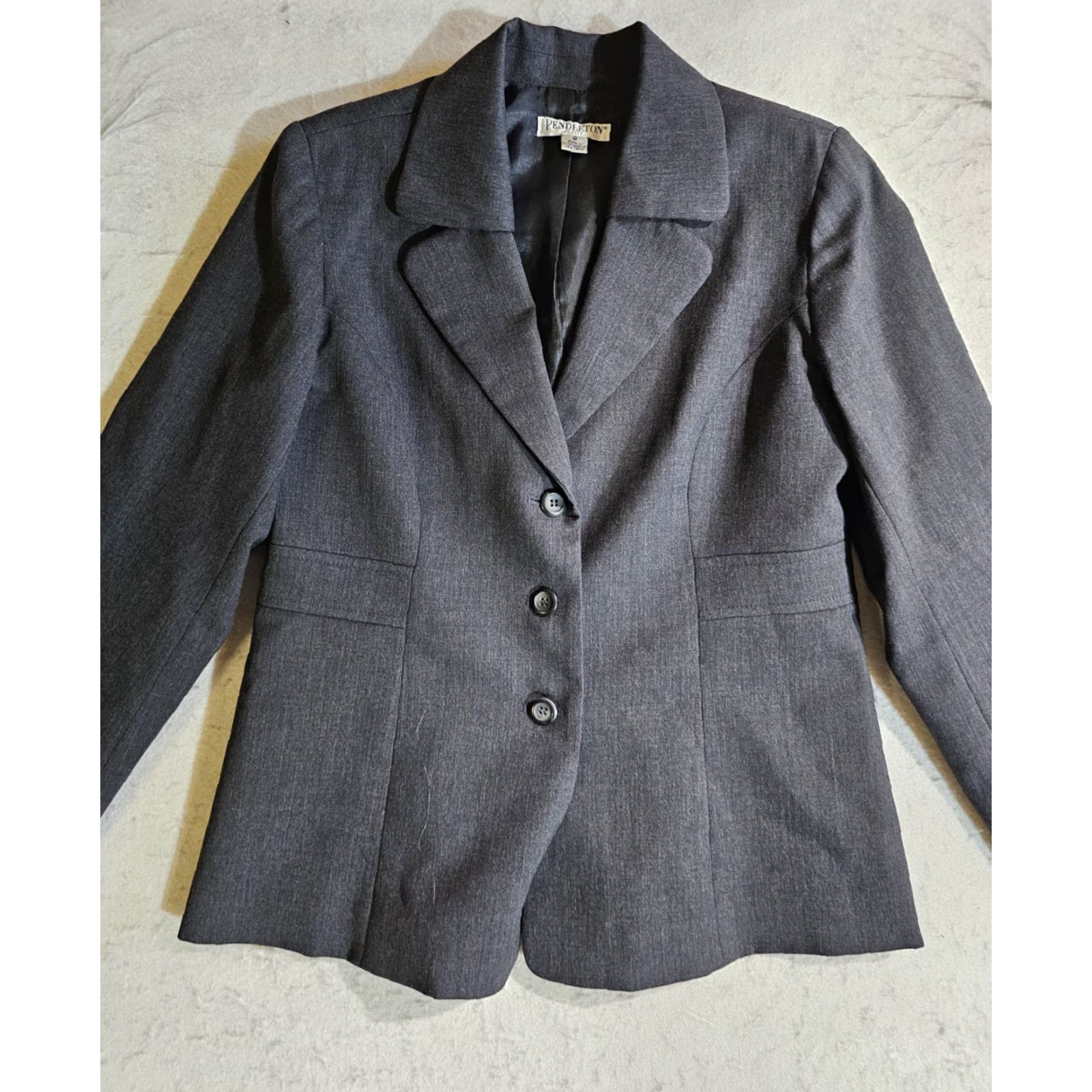 Pendleton VINTAGE Pendleton Petite Virgin Wool Blazer Suit Jacket Women's Size 8 Gray 3 Button Blazer Mildly Used Size M / US 6-8 / IT 42-44 - 2 Thumbnail