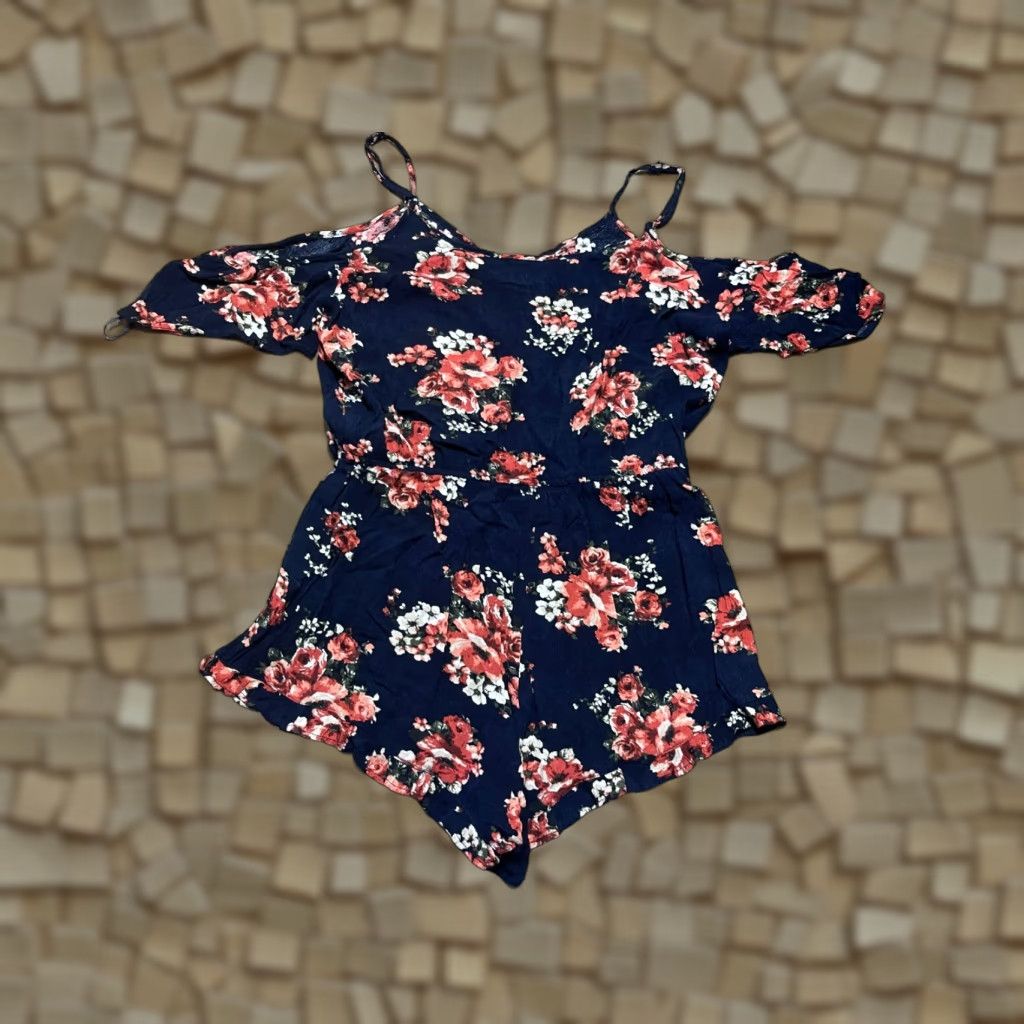 Vintage Ambiance Romper Womens Large Floral Off Shoulder Shirt? Size 36" / US 14 / IT 50 - 1 Thumbnail