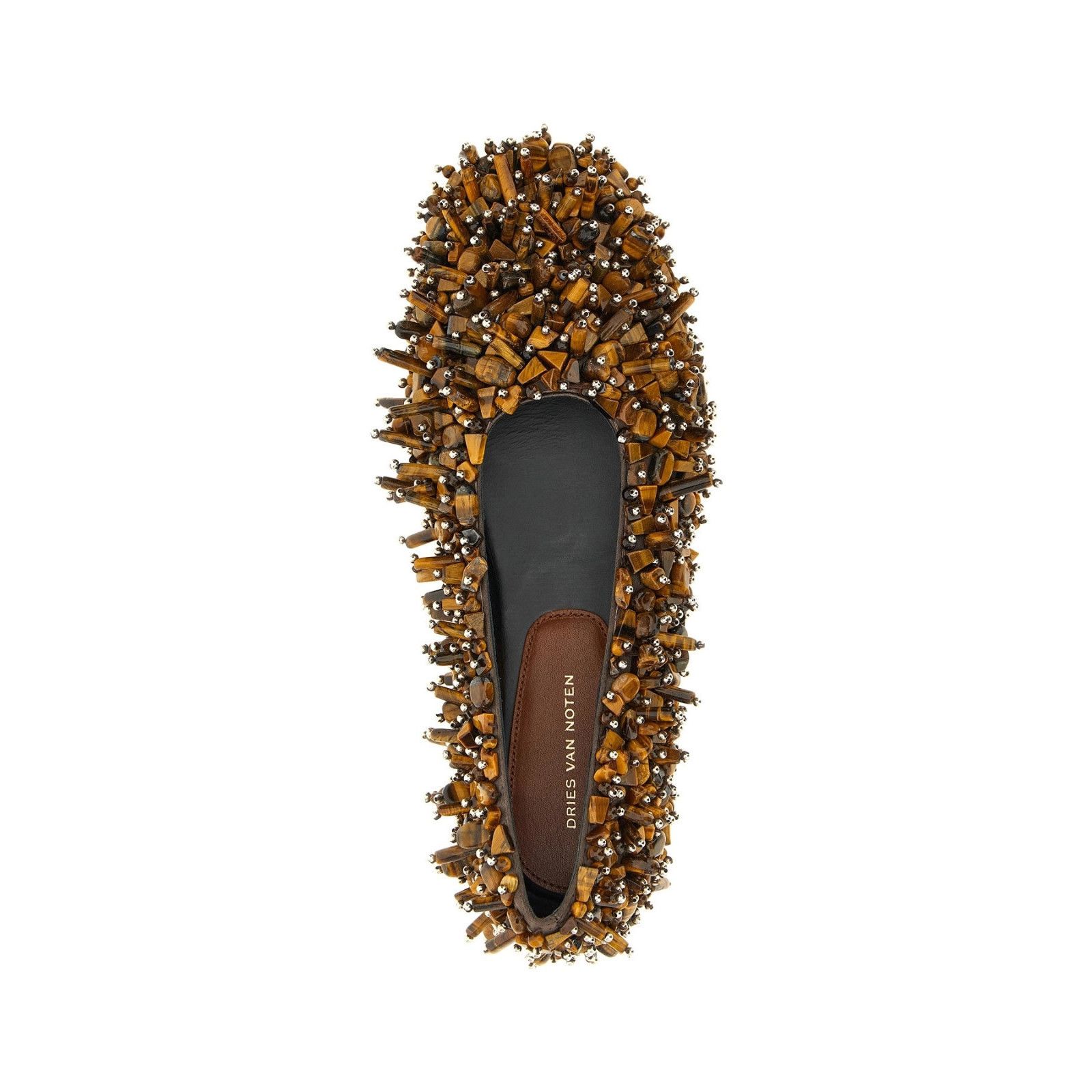 DRIES VAN NOTEN Beaded Brown Ballerina Flats New And Authent