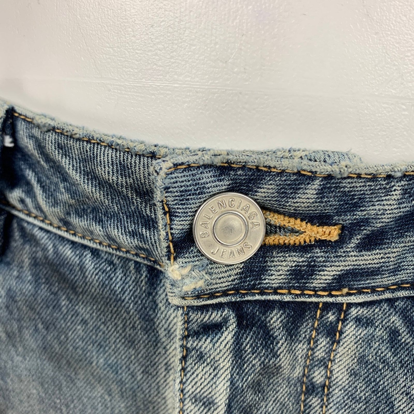 Balenciaga Size 6 Blue Grey Cotton Distressed Pencil Long Skirt Size 28" / US 6 / IT 42 - 2 Thumbnail