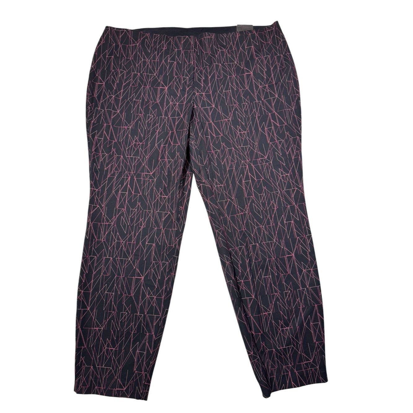 Alfani NWT New Alfani Straight Leg Black Graphic Lines Print Pant Size 42" / US 20 - 2 Thumbnail